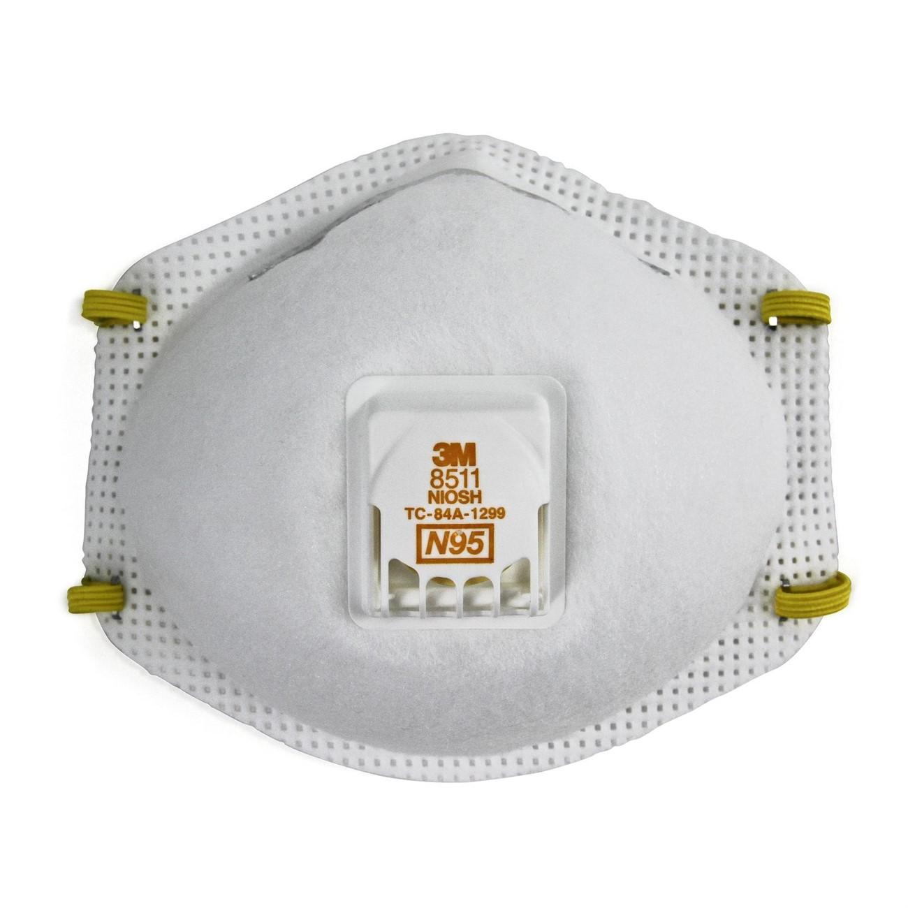 Disposable Respirator, 8511, Standard, N95, White, Cup, 10/BX, 8 BX/CS