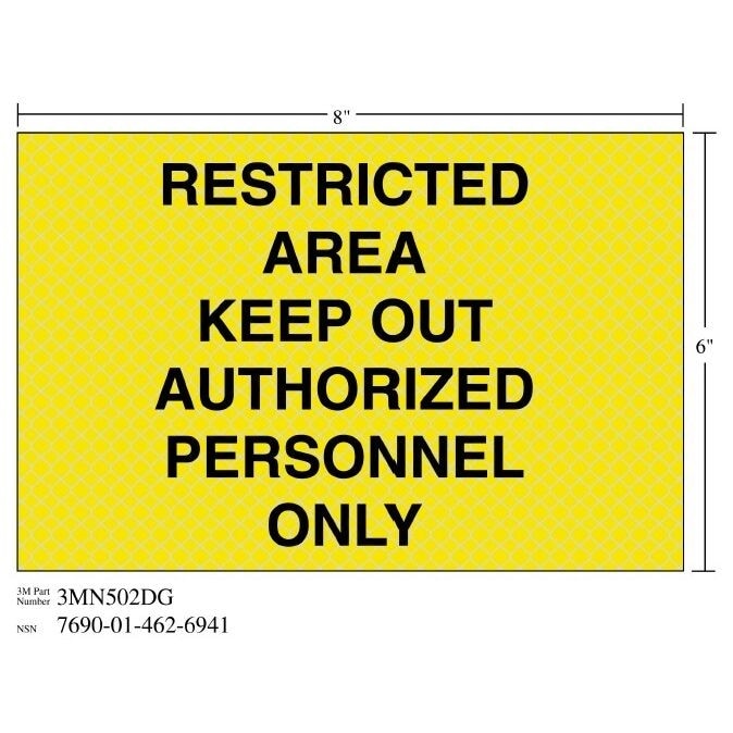 3M(TM) Diamond Grade(TM) Weapon Sign 3MN502DG "RESTRICT ONLY", 8 in x 6 in, 10 per package