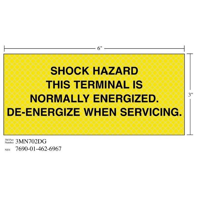 3M(TM) Diamond Grade(TM) Electrical Sign 3MN702DG "SHOCK SERVICING", 7 in x 3 in, 10 per package