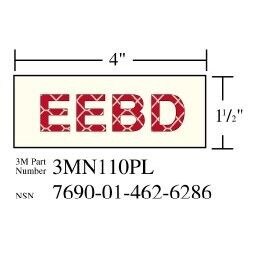 3M(TM) Photoluminescent Film 6900, Shipboard Sign 3MN110PL, 4 in x 1 1/2 in, EEBD, 10/pkg