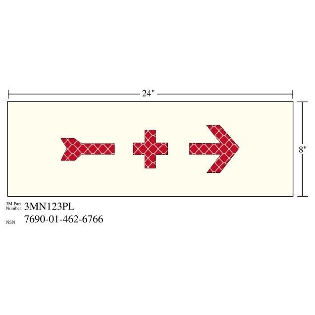3M(TM) Photoluminescent Film 6900, Shipboard Sign 3MN123PL, 24 in x 8 in, + W/ARROW, 10/pkg