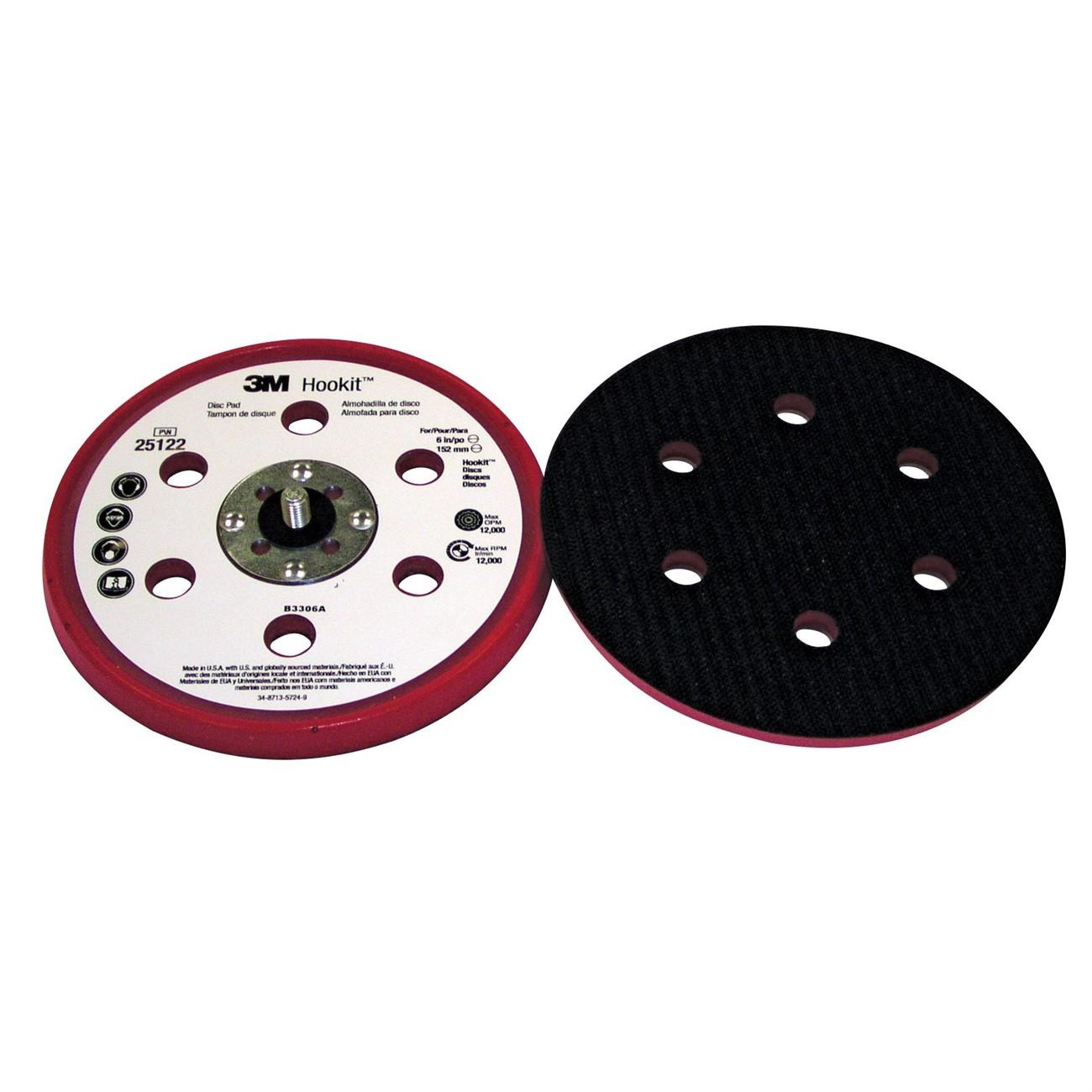 3M(TM) Hookit(TM) D/F Low Profile Disc Pad 25122, 6 in x 3/8 in x 5/16-24 External, 10 per case