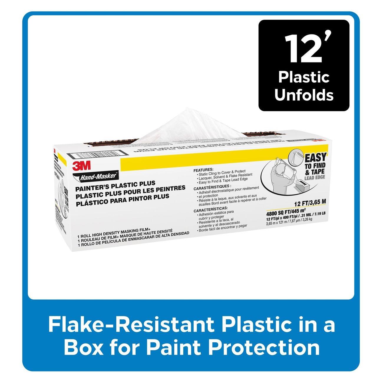 3M(TM) Hand-Masker(TM) PAINTER'S PLASTIC PLUS MFB-12, 12 ft x 400 ft, (3,65 m x 121 m)
