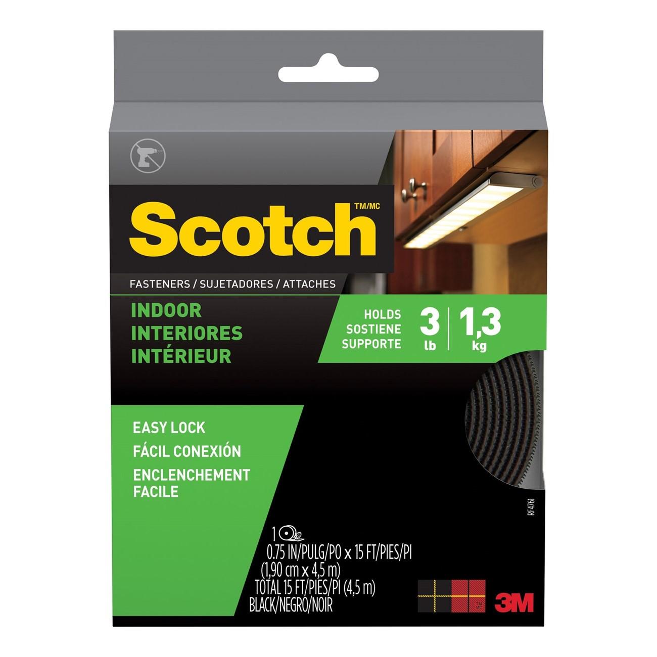 scotch(TM) Indoor Fasteners RF4761, 3/4 in x 15 ft (19 mm x 4,57 m) Black 1 Set of Strips