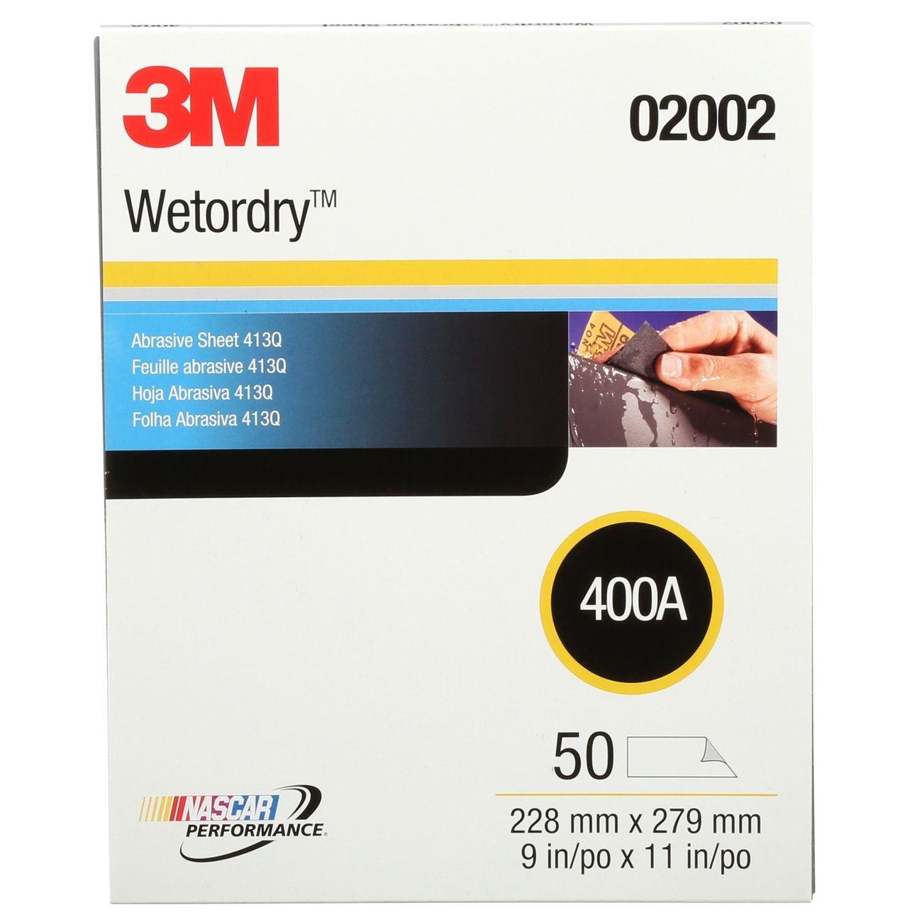 3M™ Wetordry™ Abrasive Sheet 413Q, 02002, 400, 9 in x 11 in, 50 sheets per carton, 5 cartons per case