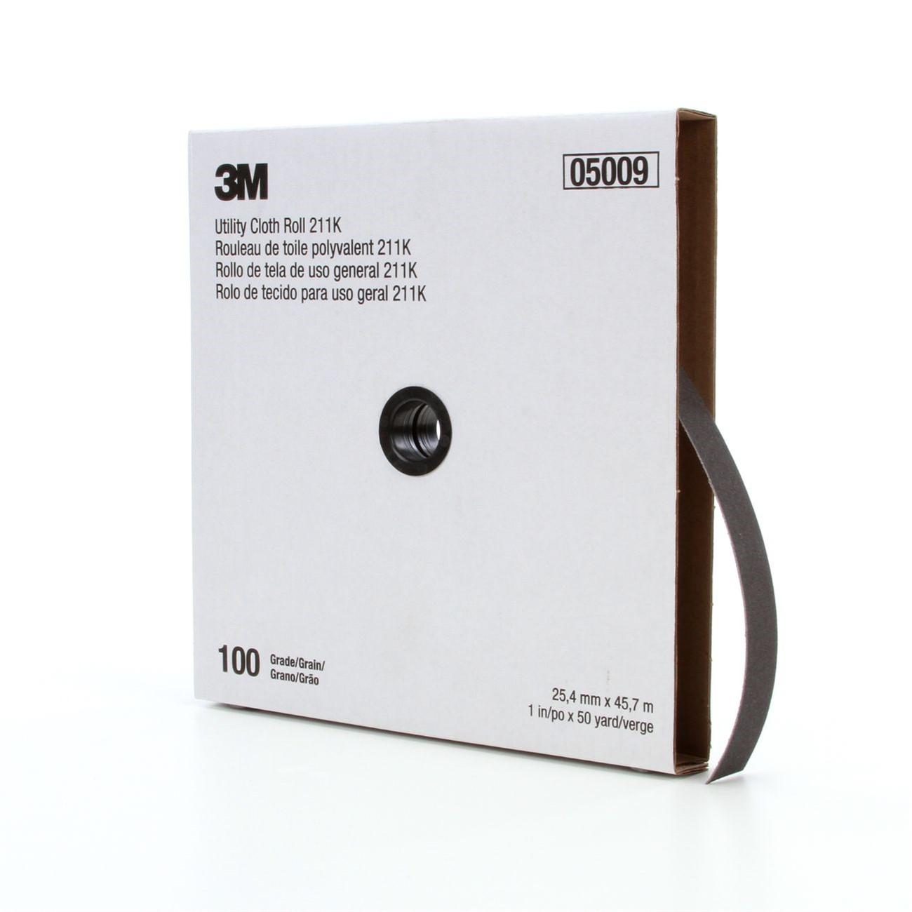3M(TM) Utility Cloth Roll 211K, 1 in x 50 yd 100 J-weight, 5 per case