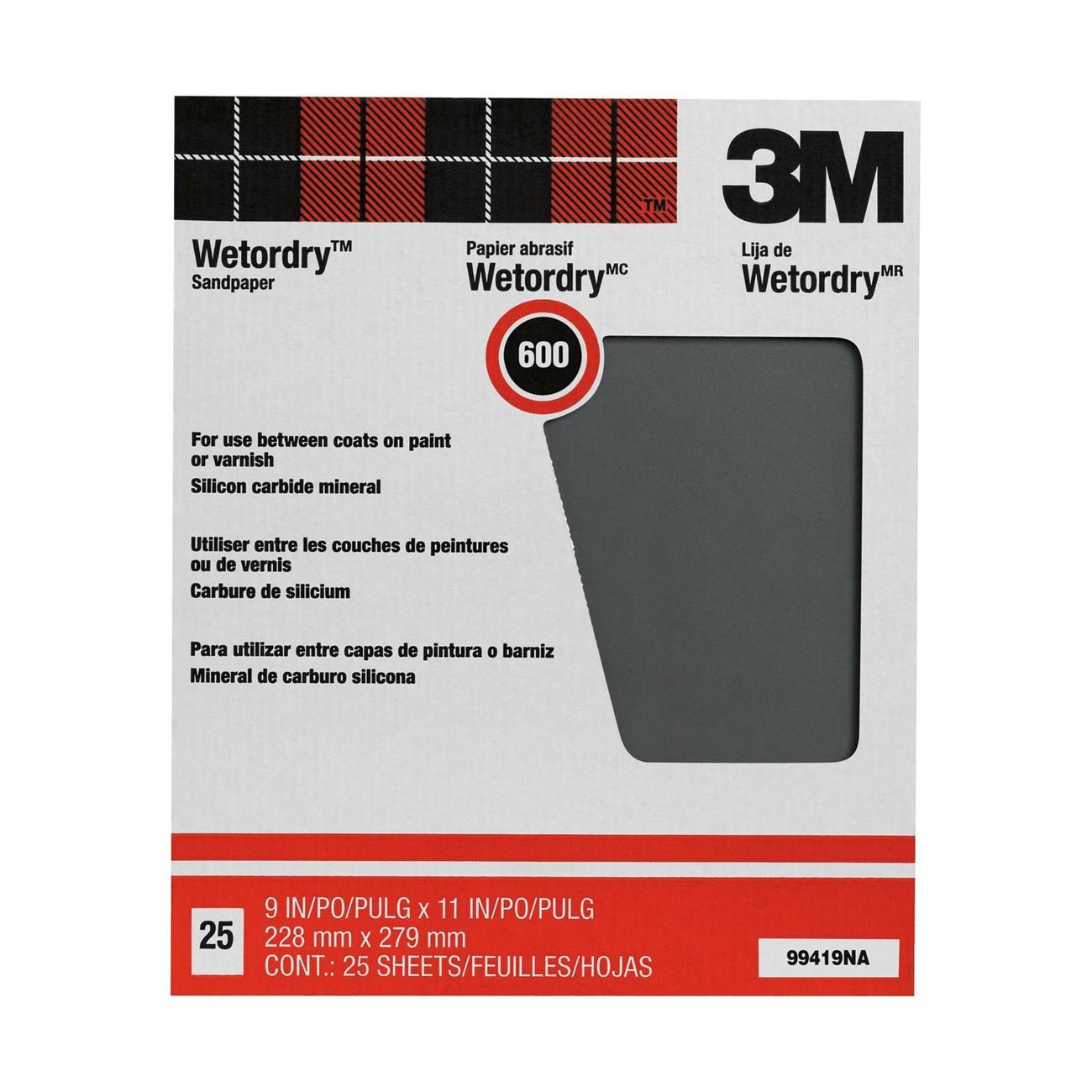 3M(TM) Pro-Pak(TM) Wetordry(TM) Sanding Sheets 88599NA, 9 in x 11 in, 1500A grit, 25 sht pk