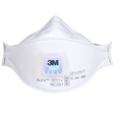 7100303148 3M Aura, Particulate Respirator, 9211+, White, Stapled