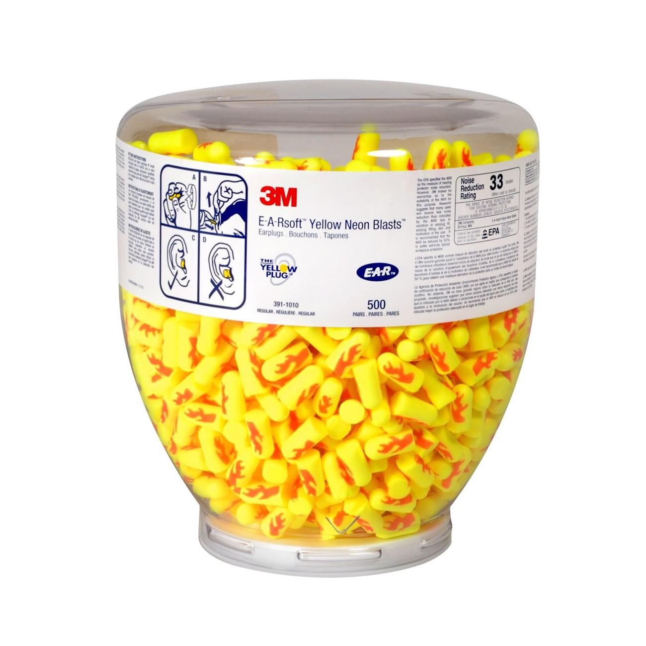 3M(TM) E-A-Rsoft(TM) Yellow Neon(TM) Blasts(TM) One Touch(TM) Dispenser Refill 391-1010, Regular Size 2000 PR/Case