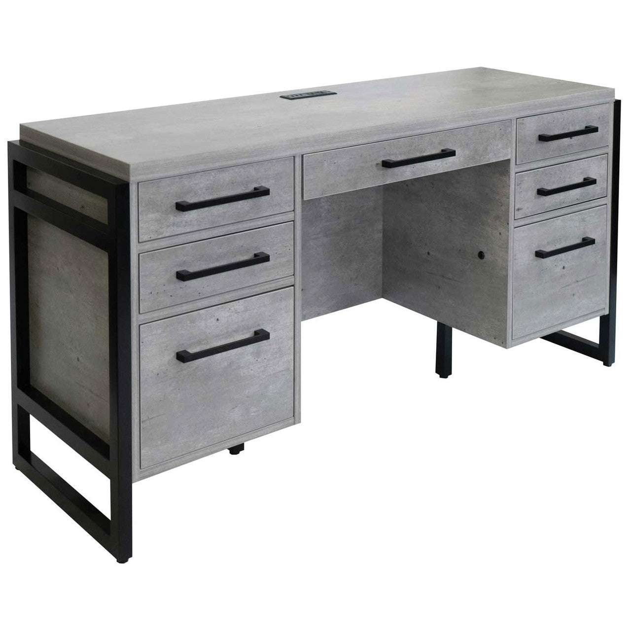 OfficeSource Artisan Knee Space Storage Credenza - Cement