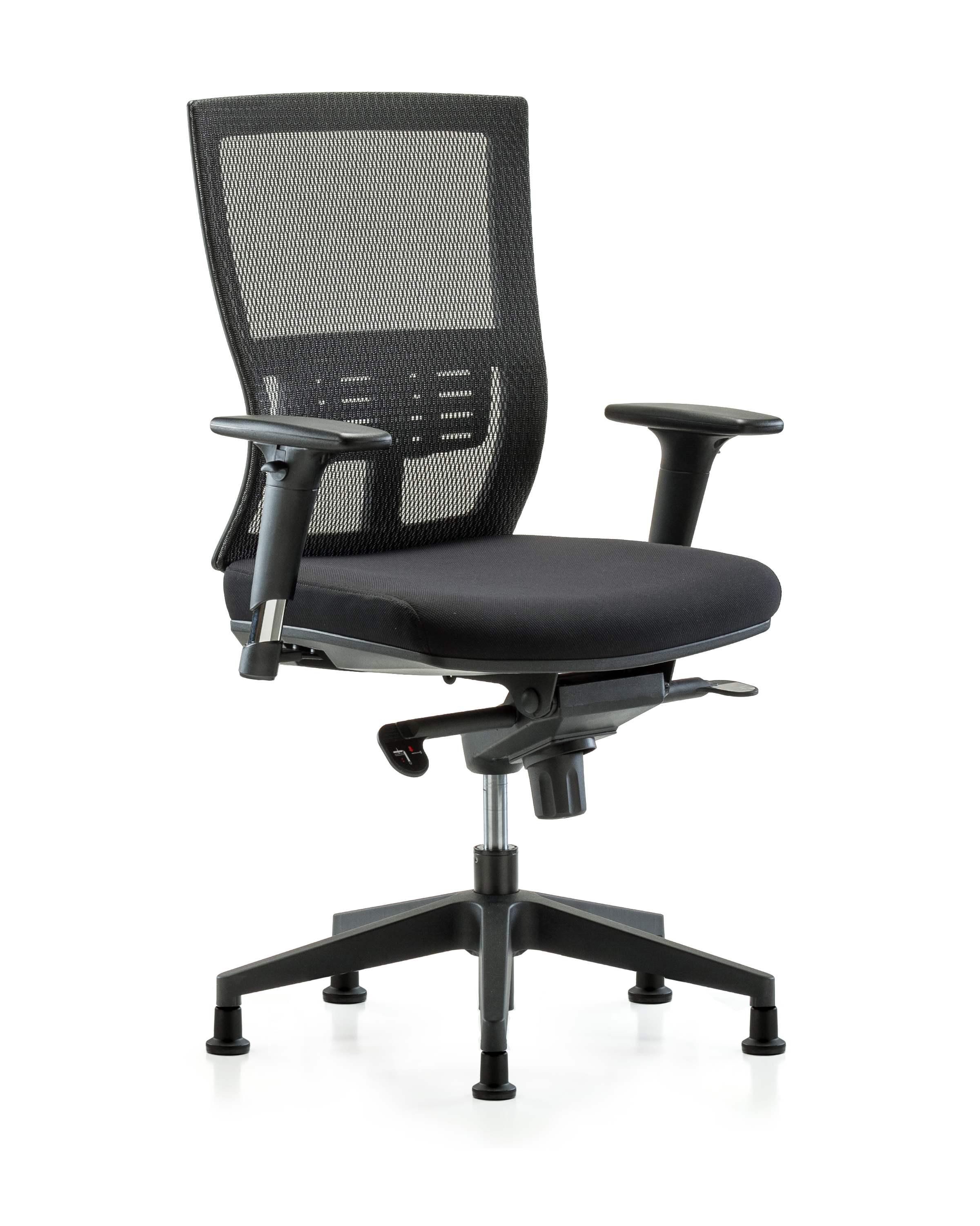 Modern Oxford Mesh Back Chair with Knee-Bend Control, Standard Adjustable Arms, & Stationary Glides
