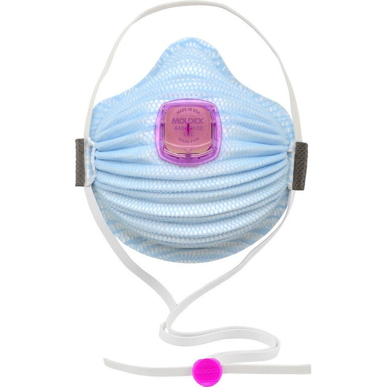 4400P100 Moldex Airwave Disposable Respirator, P100, M/L, Dual Adjustable, Particulate, Blue, Cloth