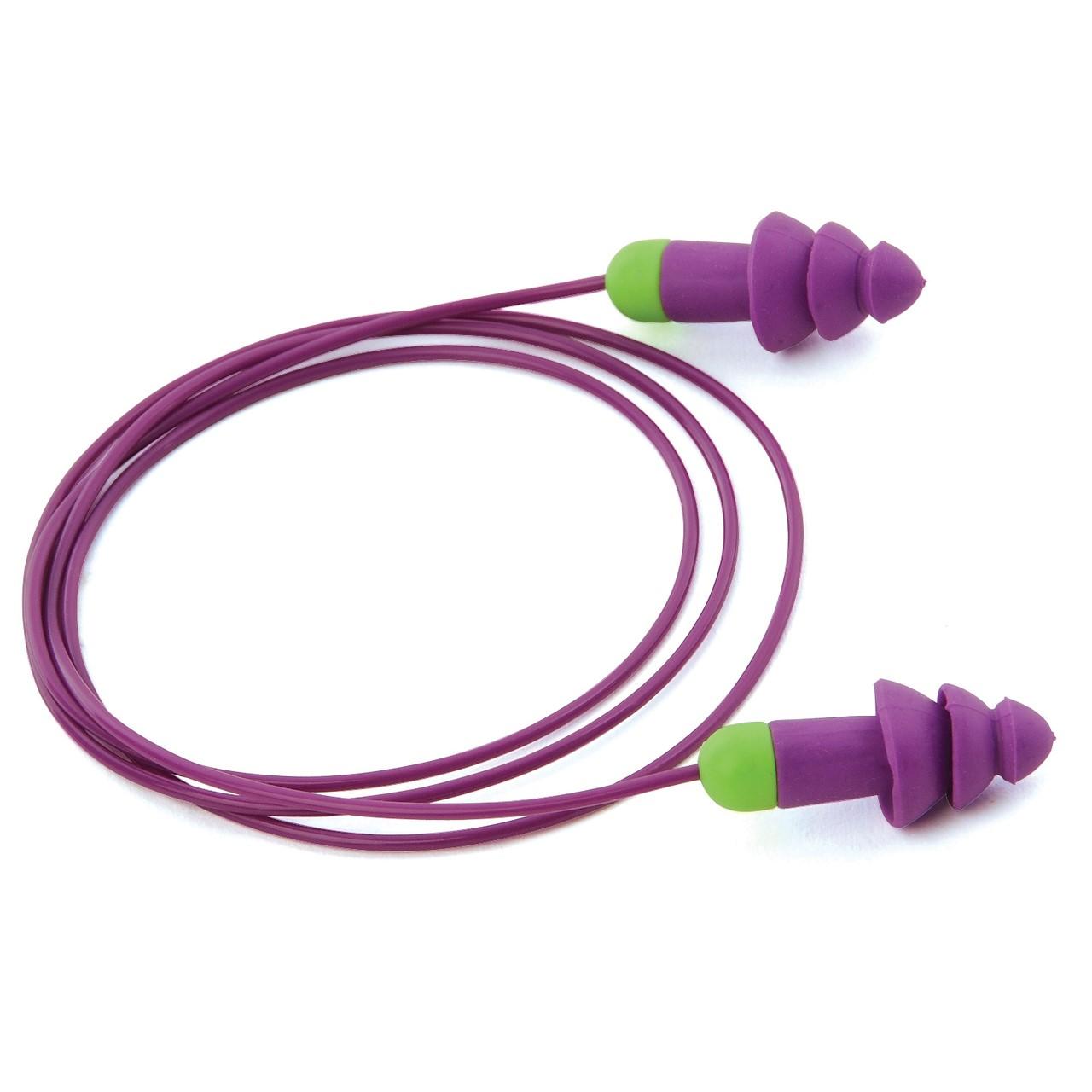 Earplug, Rockets, One Size, Reusable, Flanged, Corded, Purple