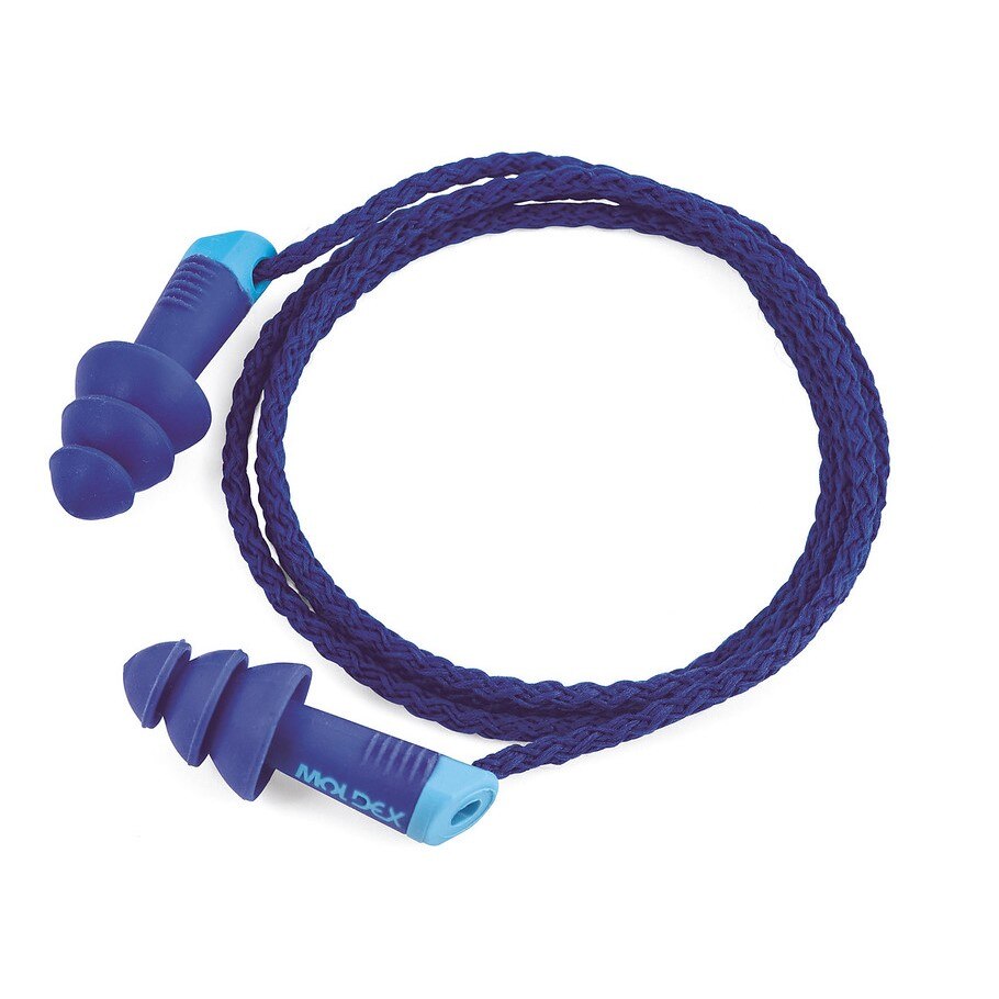 6436 Moldex Alphas Earplug, One Size, Reusable, Flanged, Corded, Blue Plug, Polyurethane Plug, 27 dB