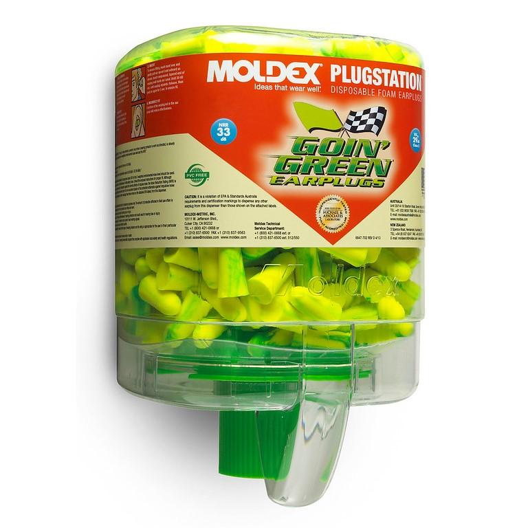 6646 Moldex Goin’ Green Earplug Dispenser, One Size, Disposable, Foam, Tapered, Uncorded, Green, Wall