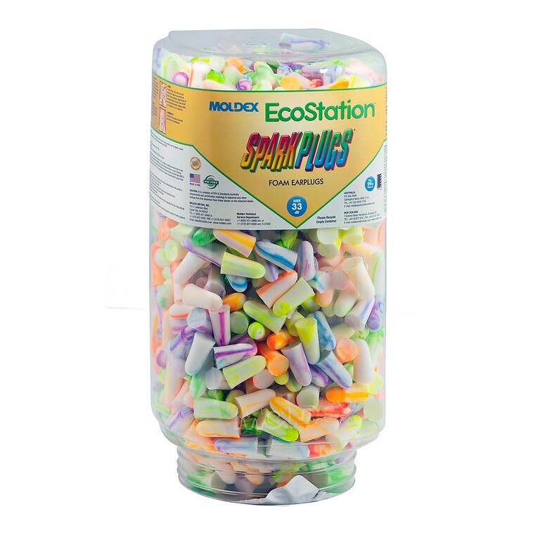 6704 Moldex EcoStation Earplug Refill, One Size, Foam, Tapered, Uncorded, Multi-Color, 33 dB