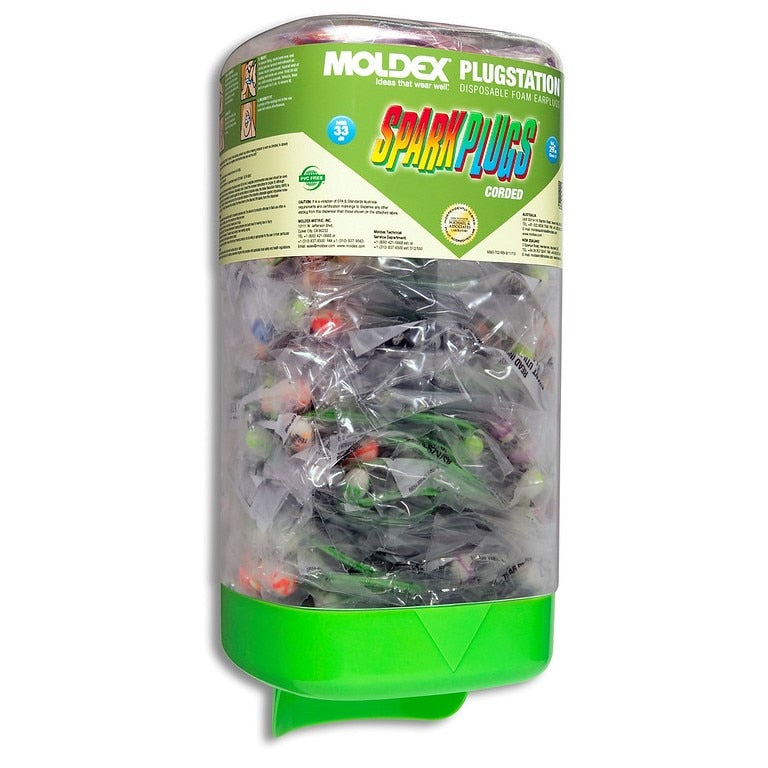 6880 Moldex PlugStation Earplug Dispenser, One Size, Disposable, Foam, Tapered, Corded, Multi-Color