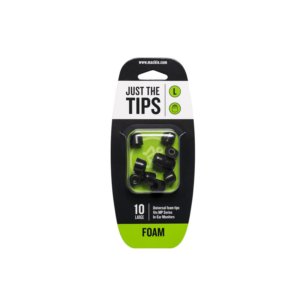 Mackie MP-LRG-FOAM-KIT Foam Tips for MP Series. Large Black (10 Pack)