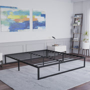 Bentley Universal 14 Inch Metal Platform Bed Frame - No Box Spring Needed w/ Steel Slat Support and Quick Lock Functionality - King