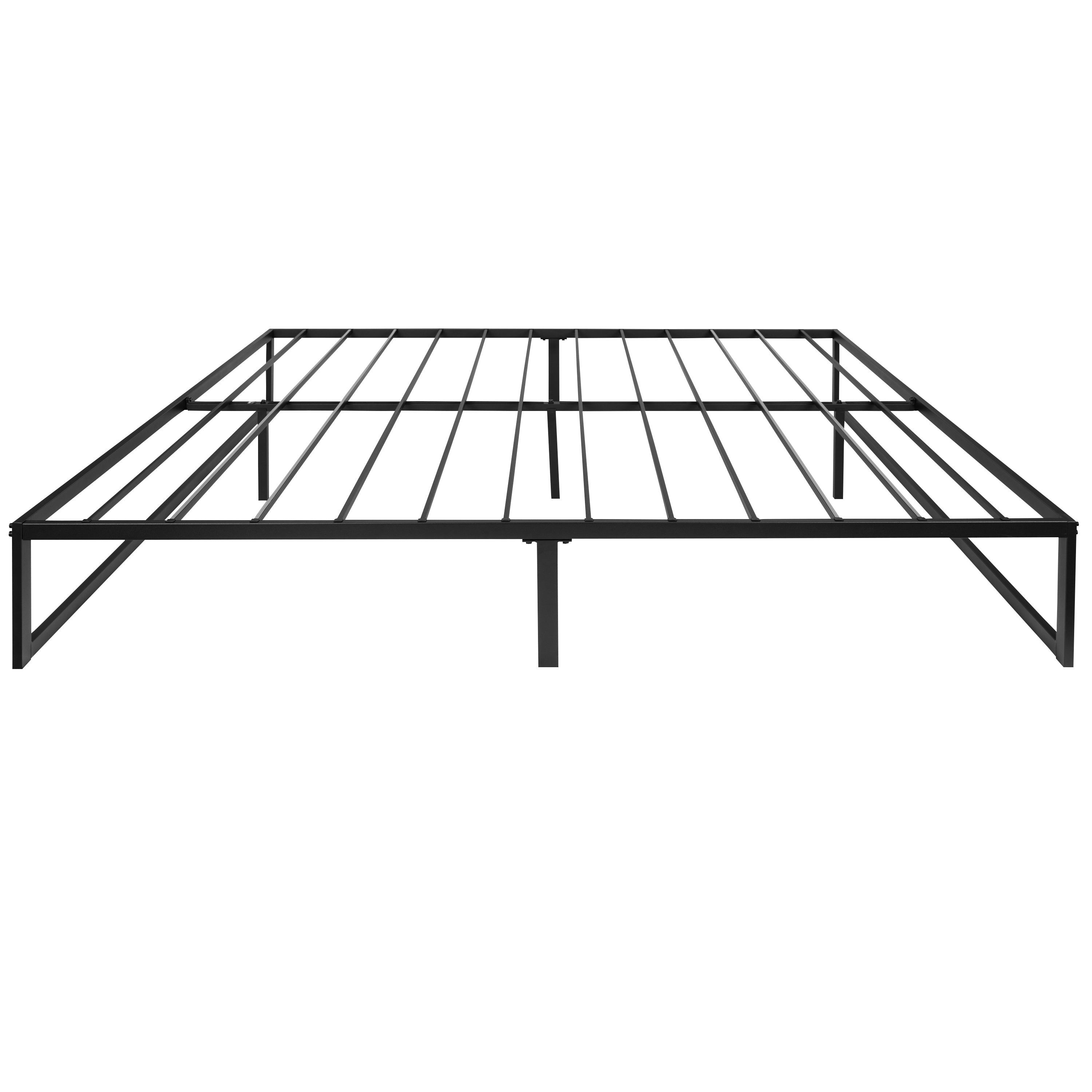 Bentley Universal 14 Inch Metal Platform Bed Frame - No Box Spring Needed w/ Steel Slat Support and Quick Lock Functionality - King