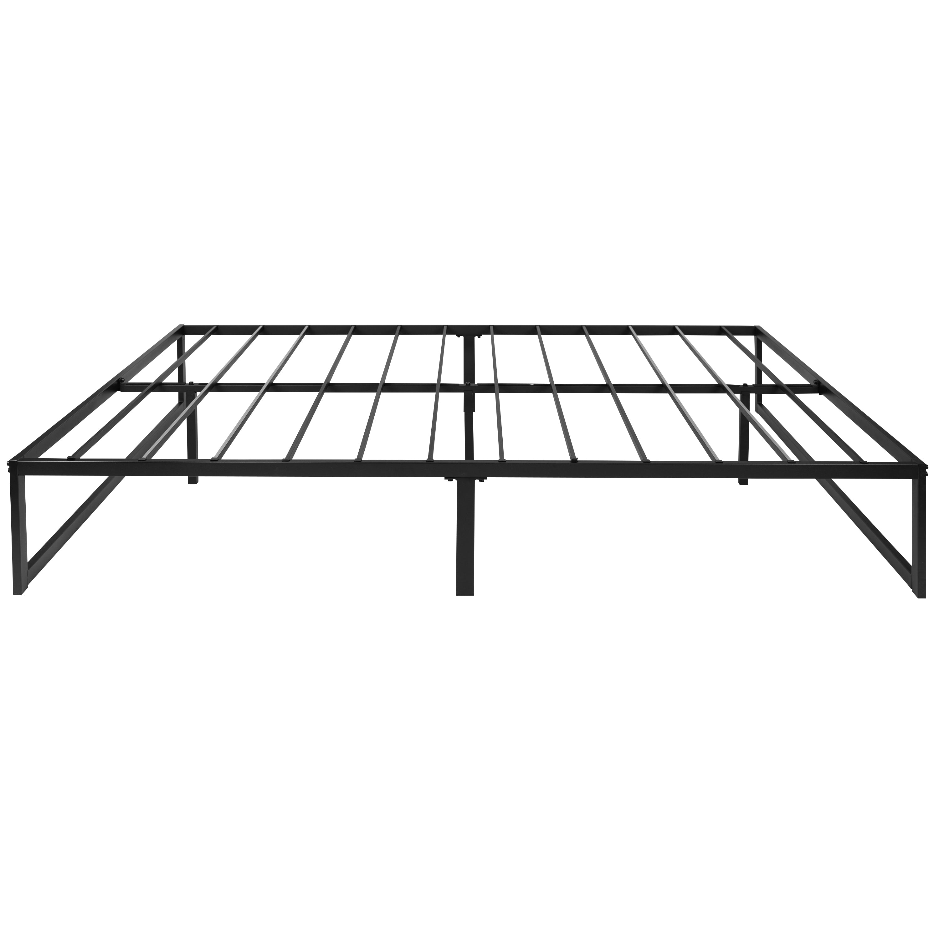 Bentley Universal 14 Inch Metal Platform Bed Frame - No Box Spring Needed w/ Steel Slat Support and Quick Lock Functionality - Queen