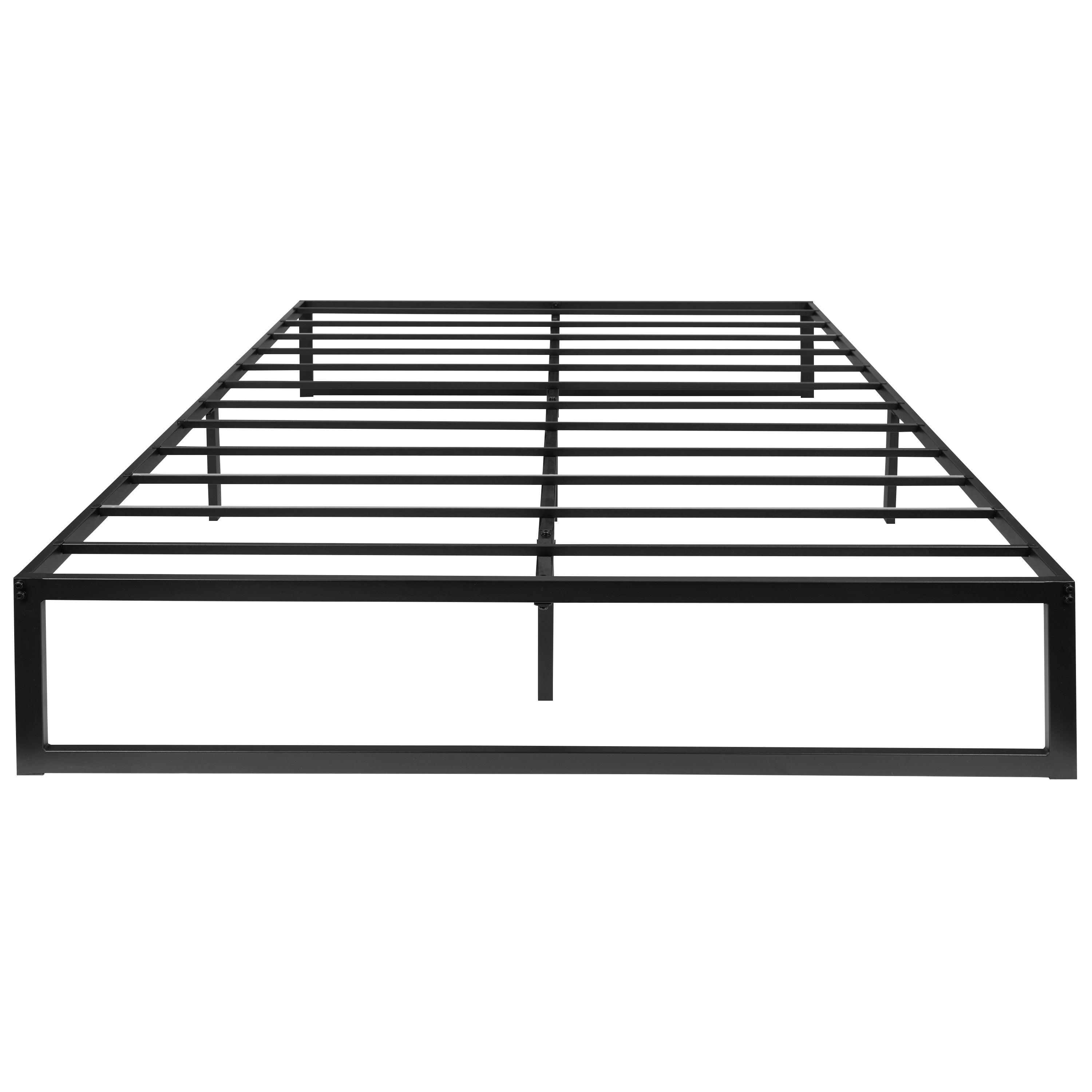 Bentley Universal 14 Inch Metal Platform Bed Frame - No Box Spring Needed w/ Steel Slat Support and Quick Lock Functionality - Queen