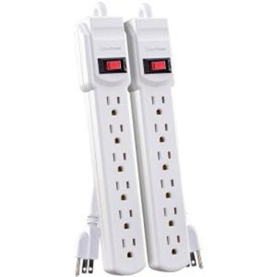 CyberPower MP1044NN Multipack - (2) 6-Outlet Power Strips, White, 2ft Cord, 1 Year Limited Warranty