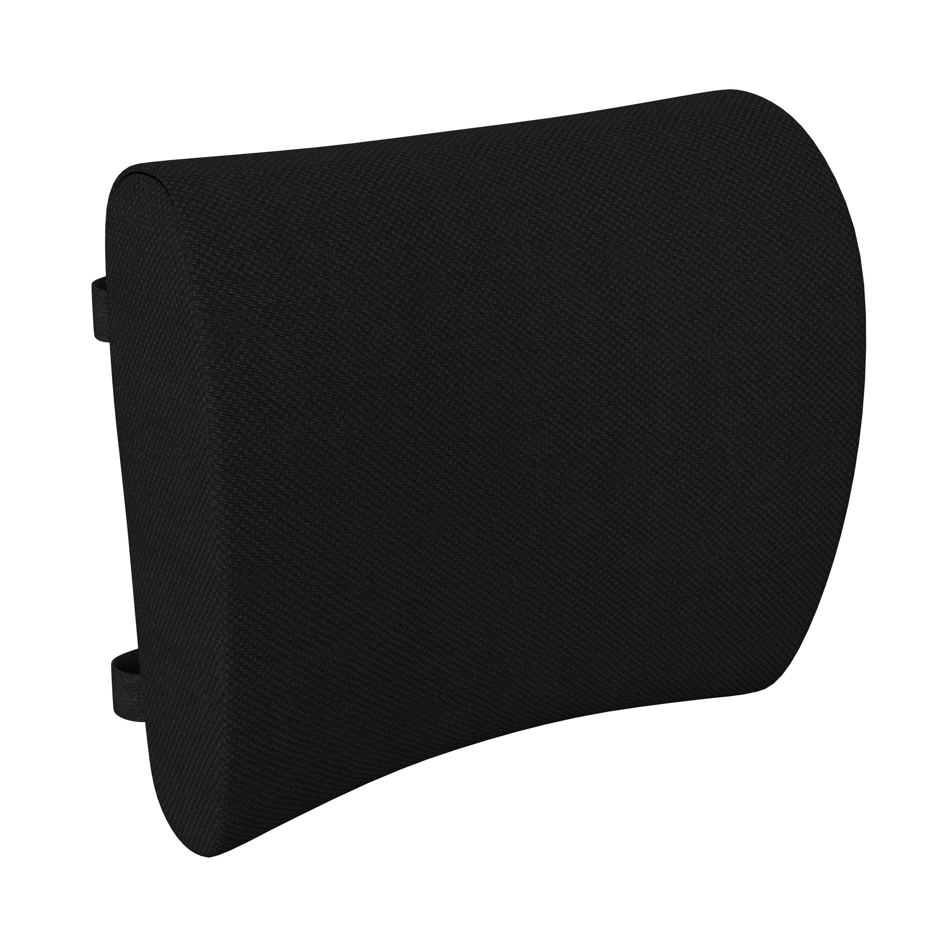 Rey Lumbar Support Pillow, Office Chair and Car Seat Cushion with Adjustable Straps and CertiPUR-US Certified Memory Foam, Black