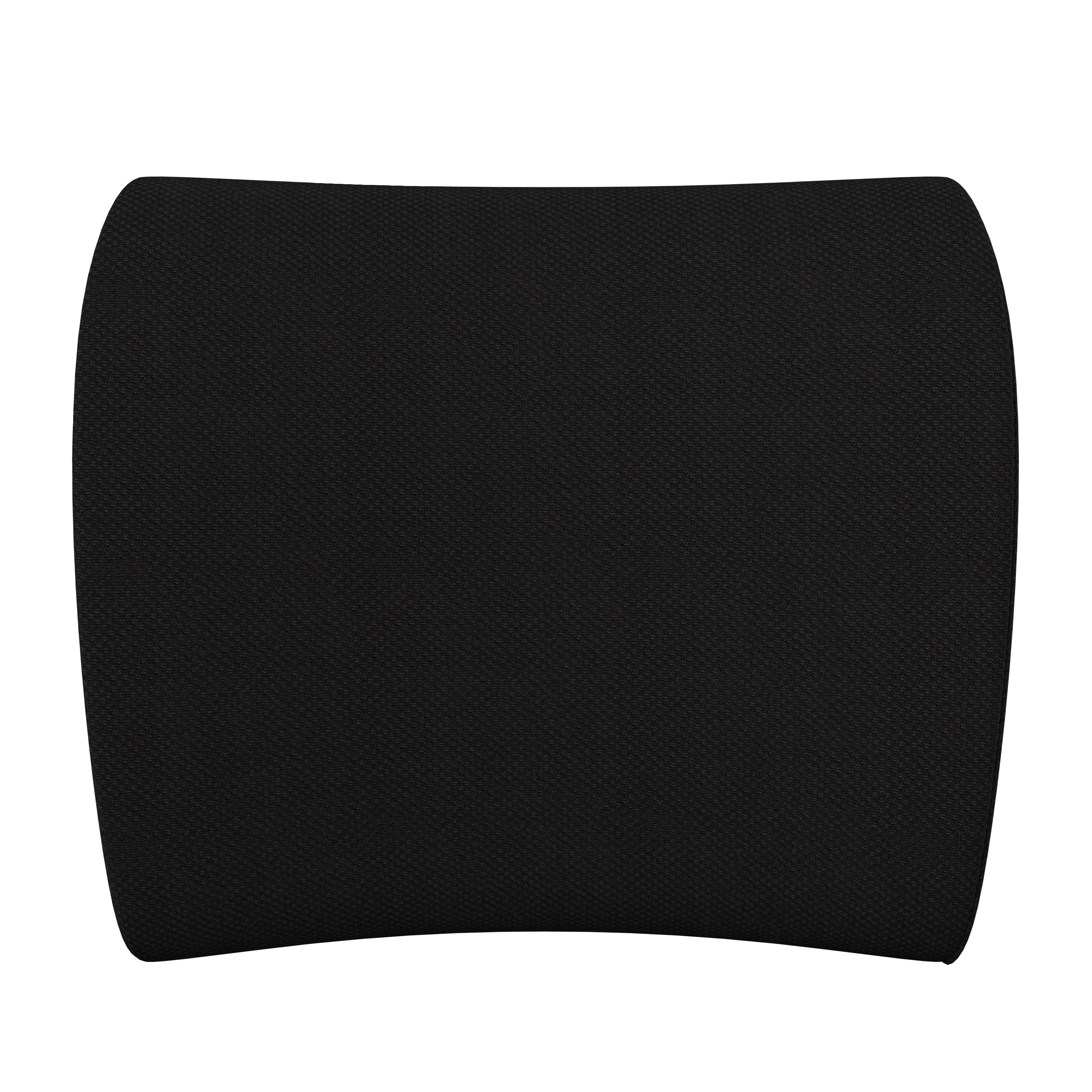 Rey Lumbar Support Pillow, Office Chair and Car Seat Cushion with Adjustable Straps and CertiPUR-US Certified Memory Foam, Black