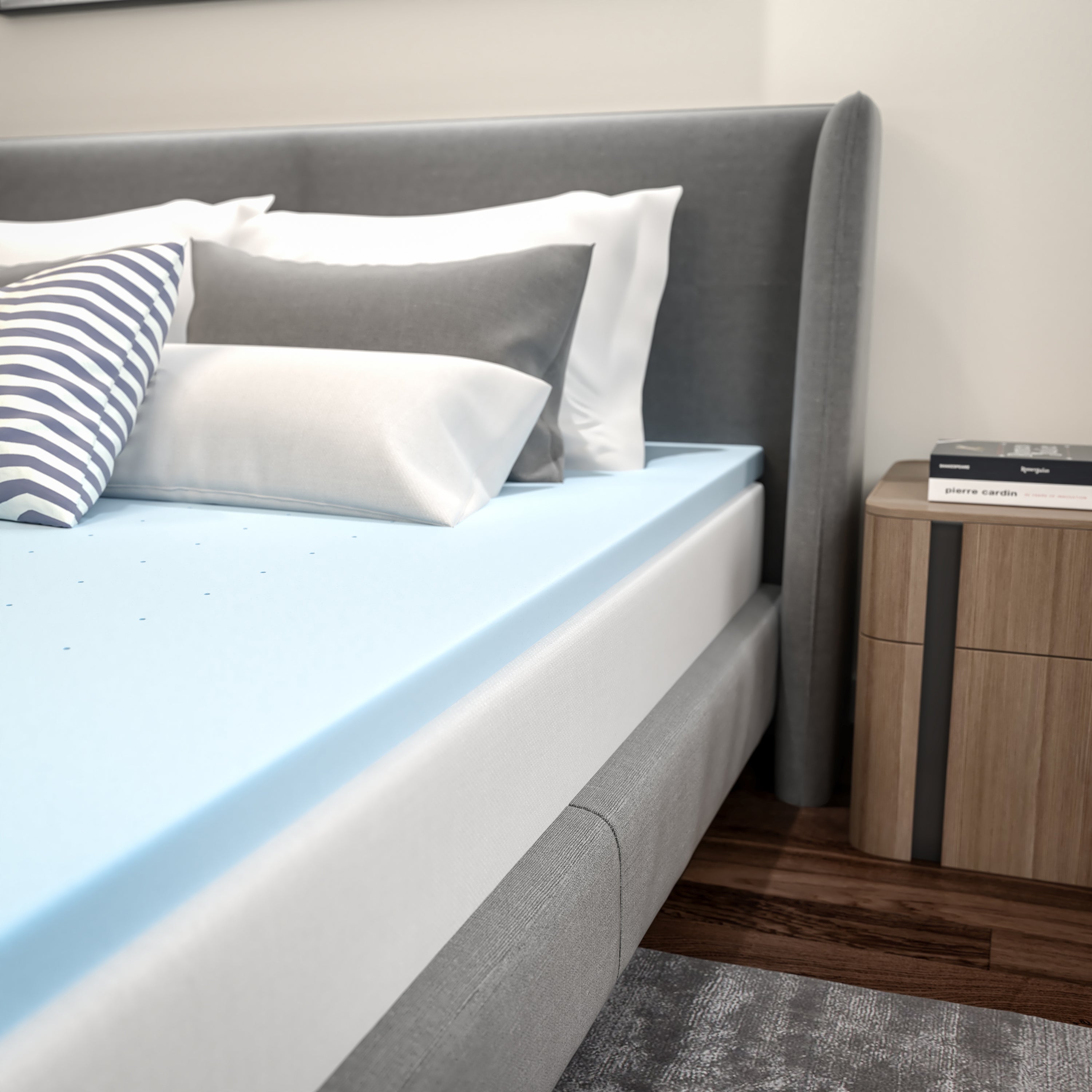 Capri Comfortable Sleep 2 inch Cooling Gel Mattress Topper with CertiPUR-US Certified Memory Foam - King