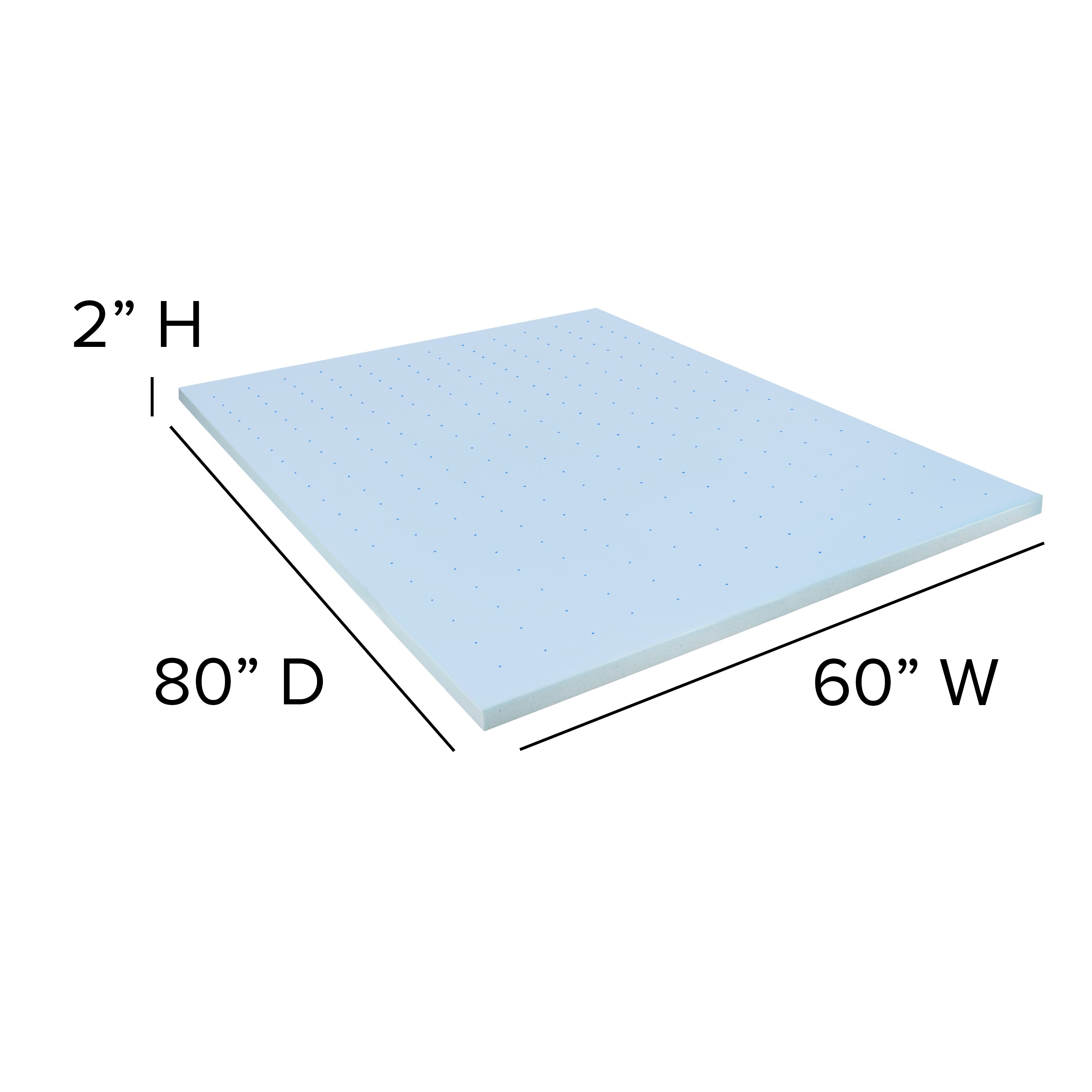 Capri Comfortable Sleep 2 inch Cooling Gel Mattress Topper with CertiPUR-US Certified Memory Foam - Queen