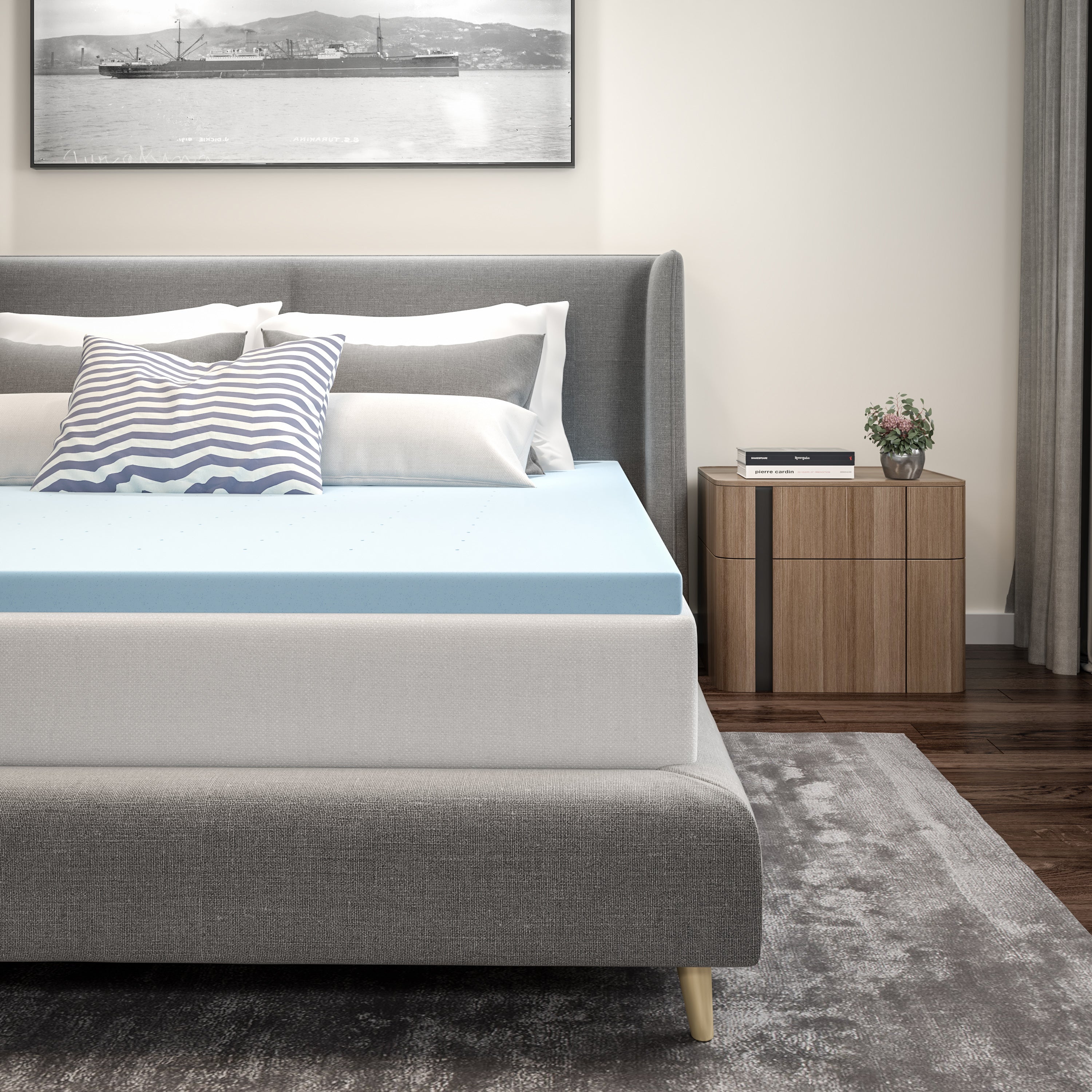 Capri Comfortable Sleep 2 inch Cooling Gel Mattress Topper with CertiPUR-US Certified Memory Foam - Queen