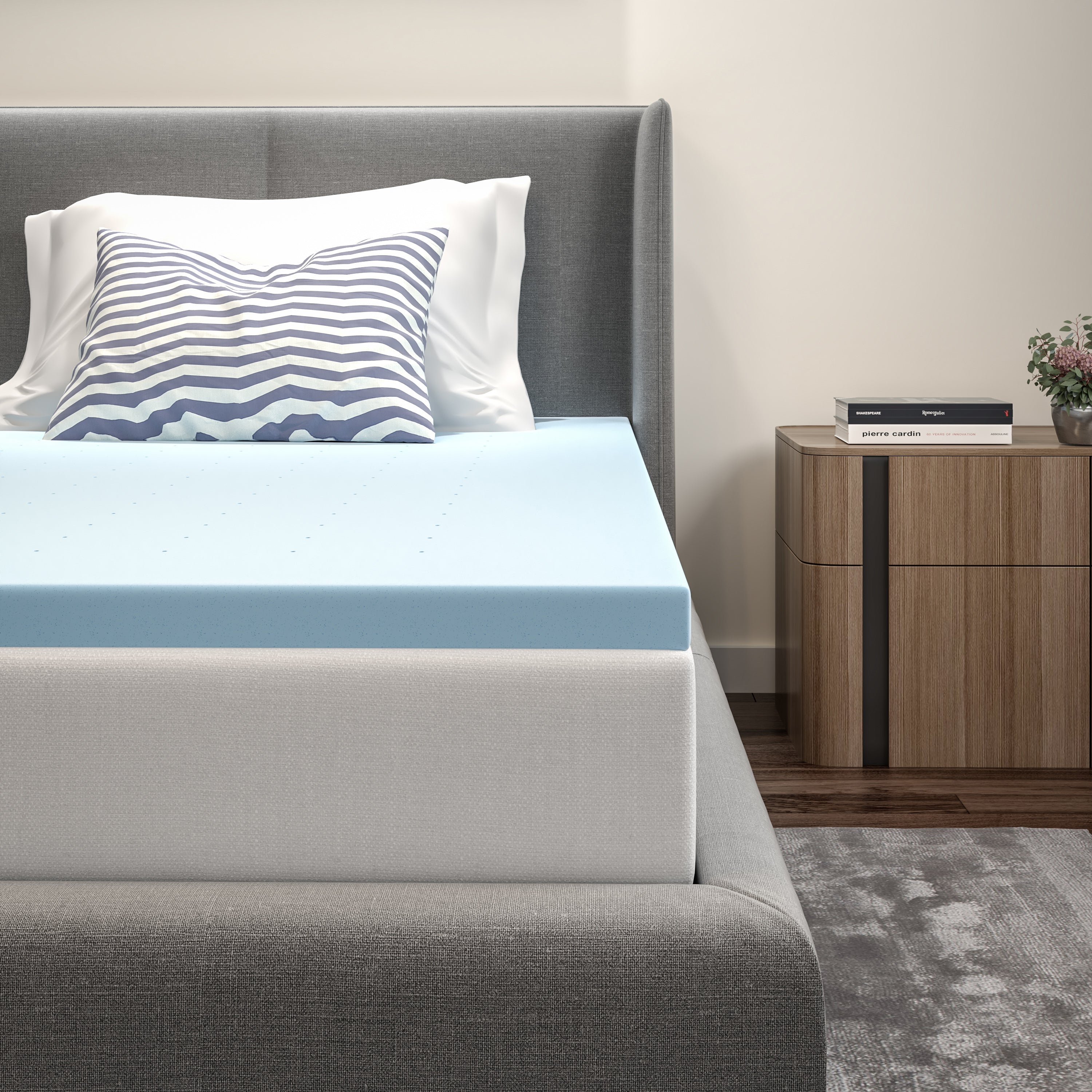 Capri Comfortable Sleep 2 inch Cooling Gel Mattress Topper with CertiPUR-US Certified Memory Foam - Twin