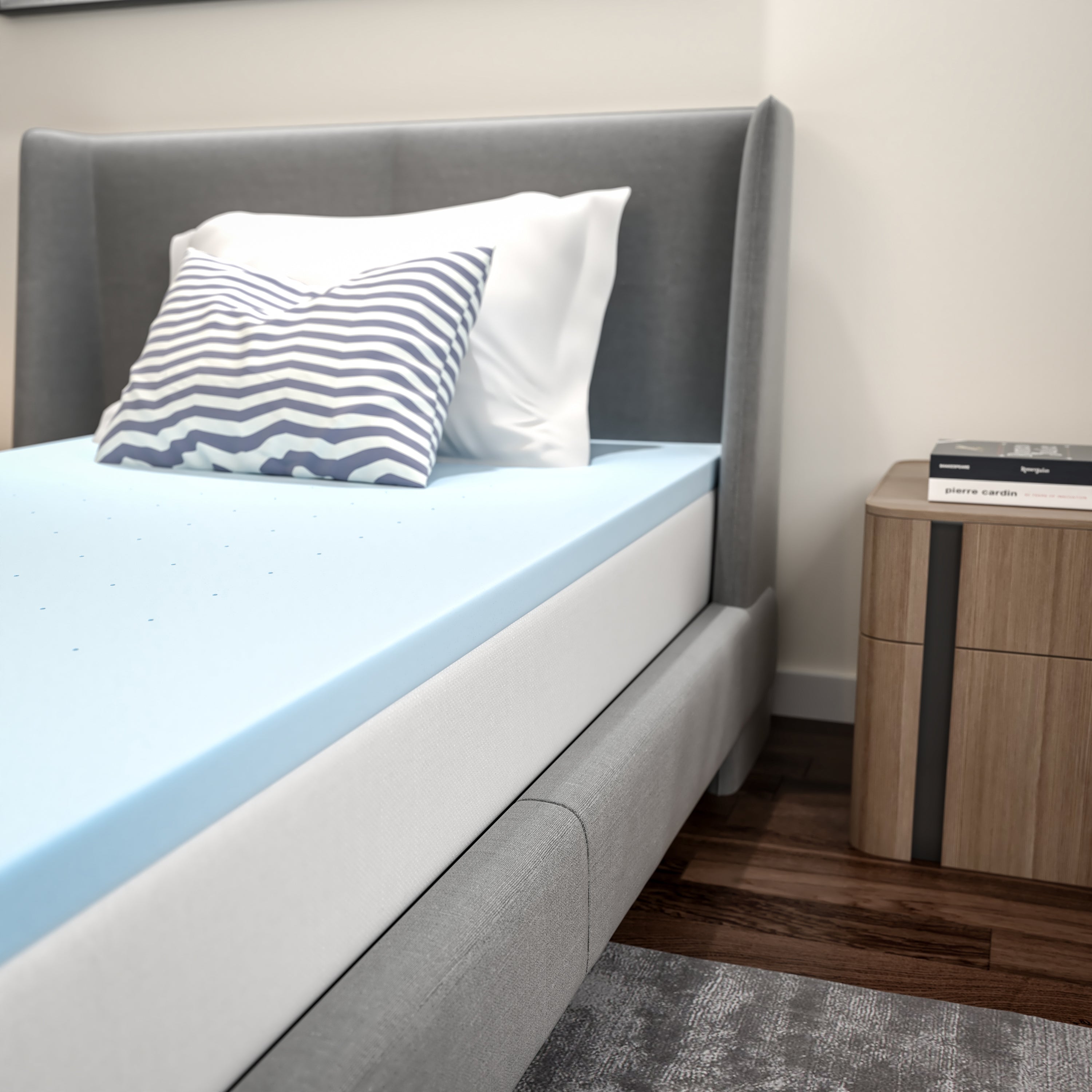 Capri Comfortable Sleep 2 inch Cooling Gel Mattress Topper with CertiPUR-US Certified Memory Foam - Twin