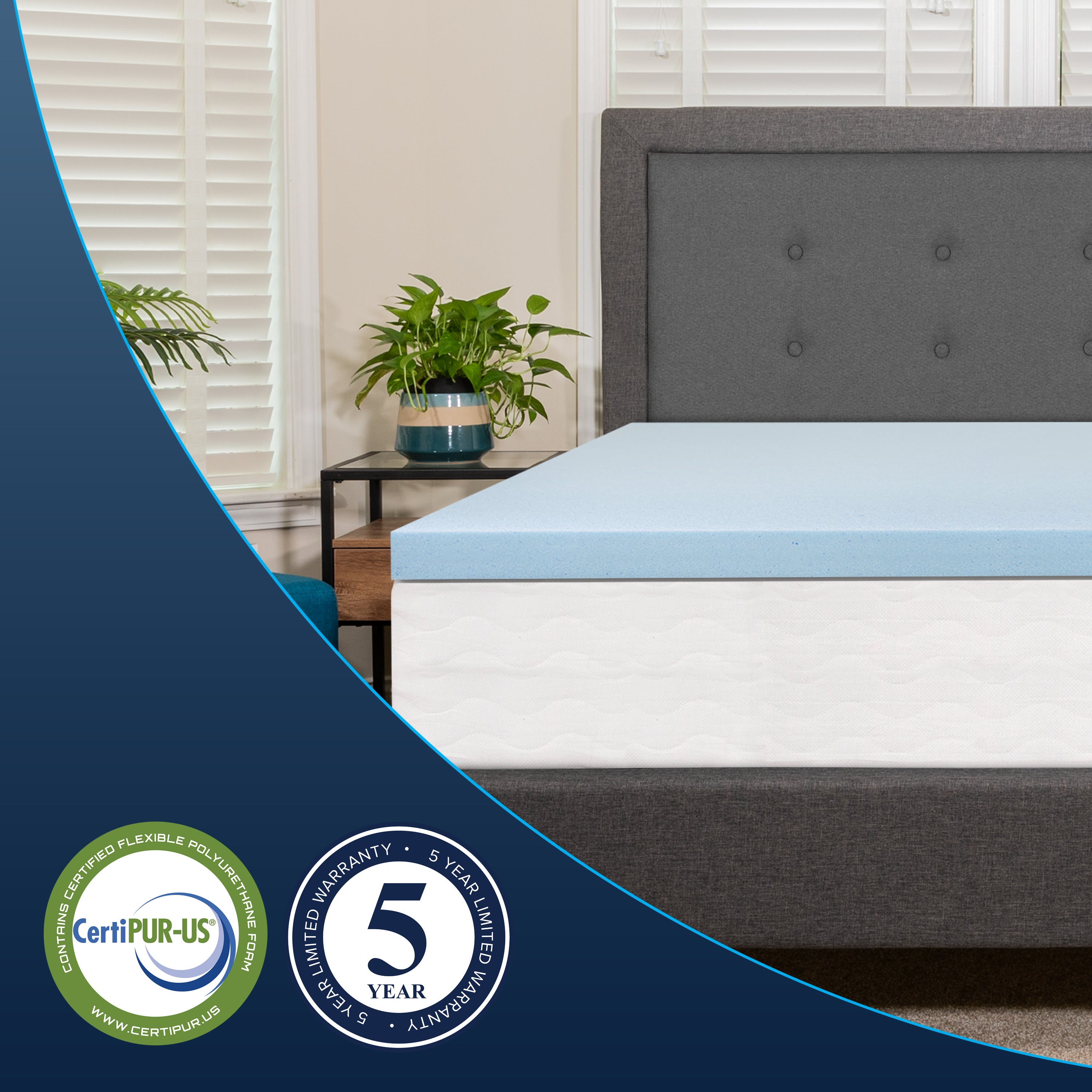 Capri Comfortable Sleep 3 inch Cooling Gel Mattress Topper with CertiPUR-US Certified Memory Foam - King
