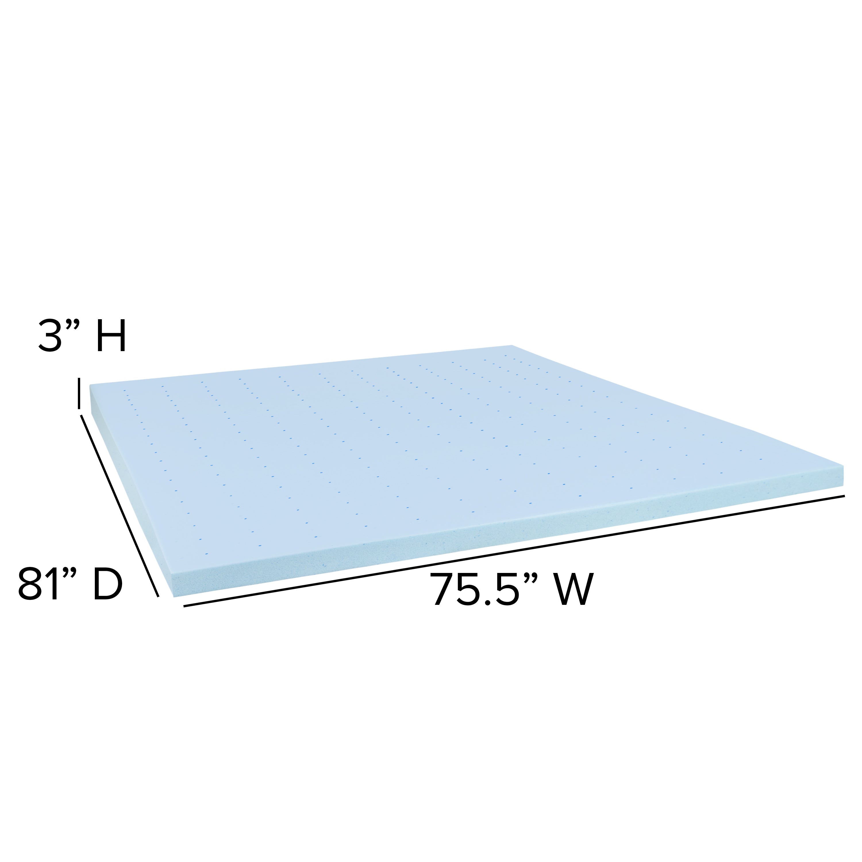 Capri Comfortable Sleep 3 inch Cooling Gel Mattress Topper with CertiPUR-US Certified Memory Foam - King