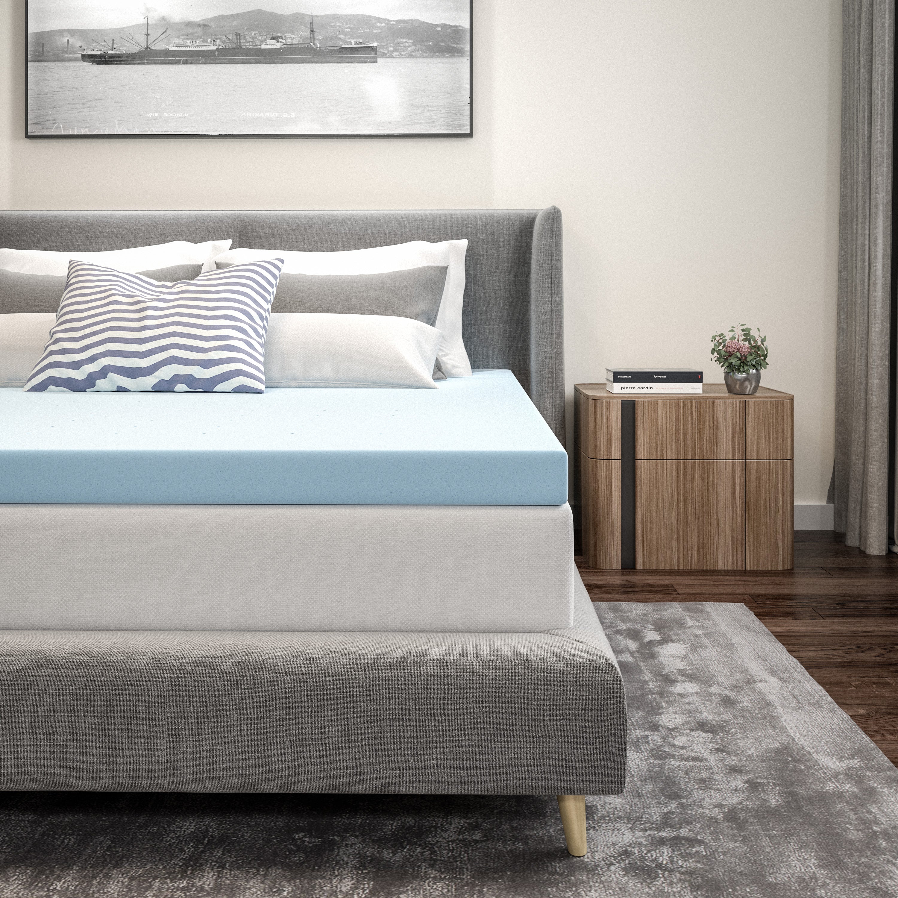 Capri Comfortable Sleep 3 inch Cooling Gel Mattress Topper with CertiPUR-US Certified Memory Foam - King