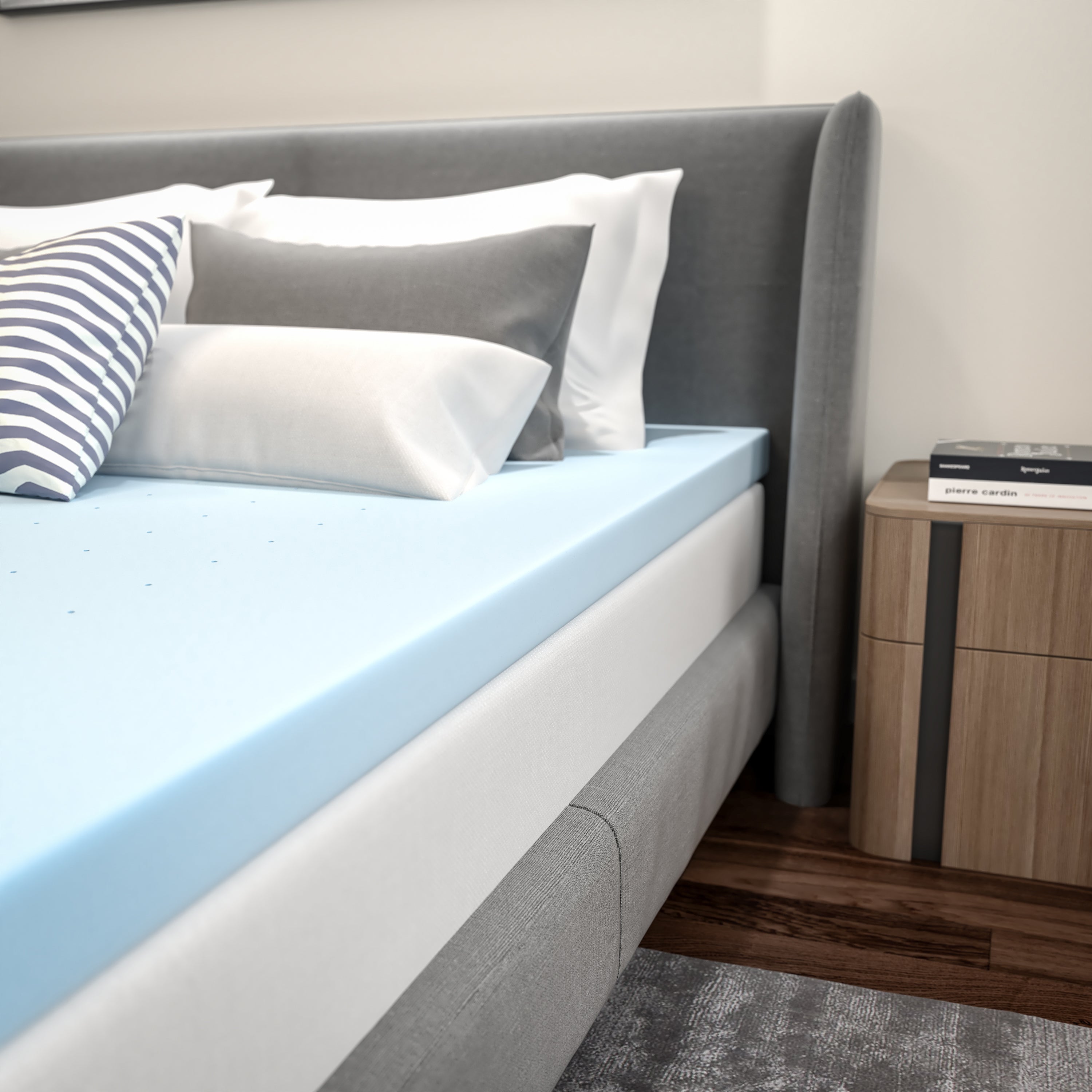 Capri Comfortable Sleep 3 inch Cooling Gel Mattress Topper with CertiPUR-US Certified Memory Foam - King