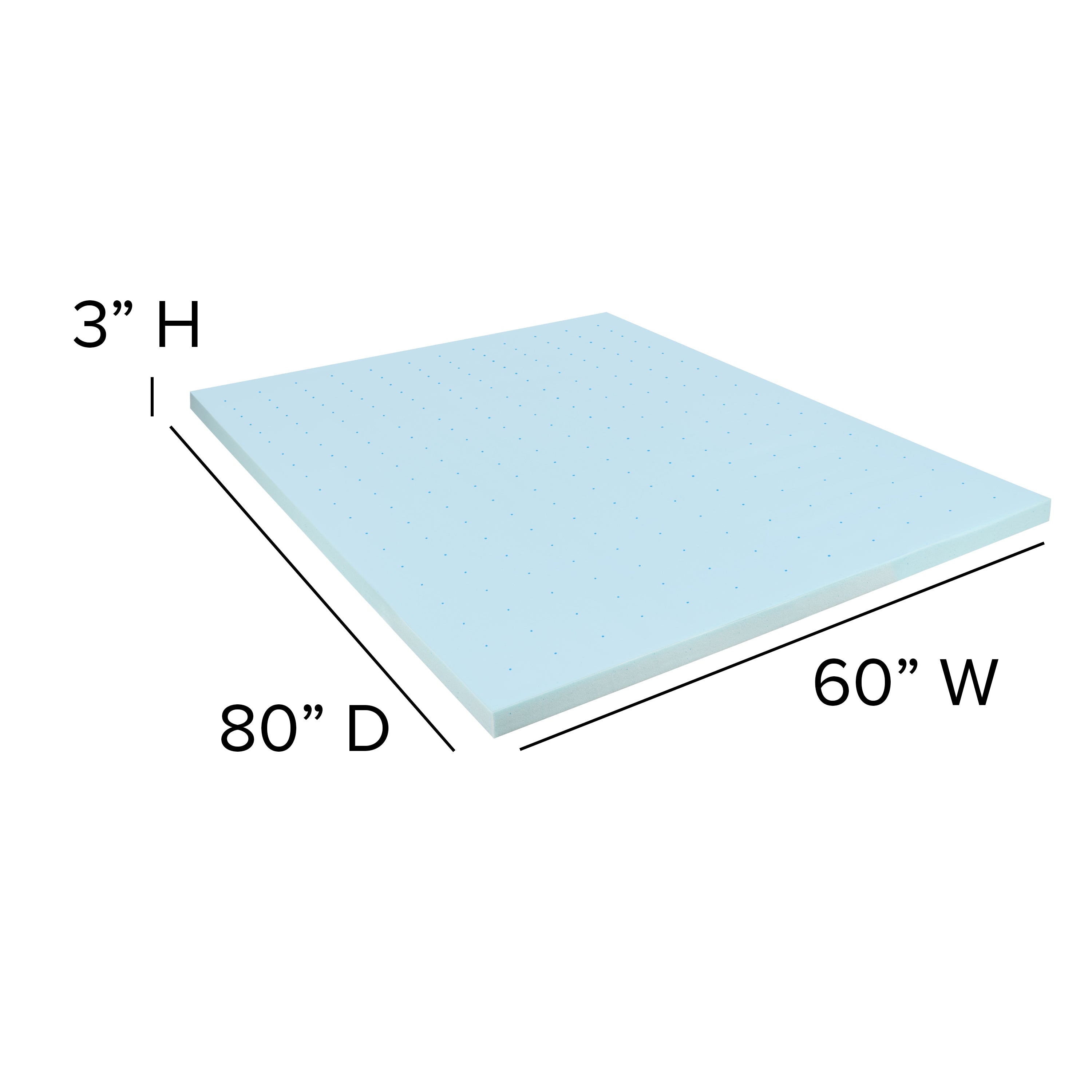 Capri Comfortable Sleep 3 inch Cooling Gel Mattress Topper with CertiPUR-US Certified Memory Foam - Queen