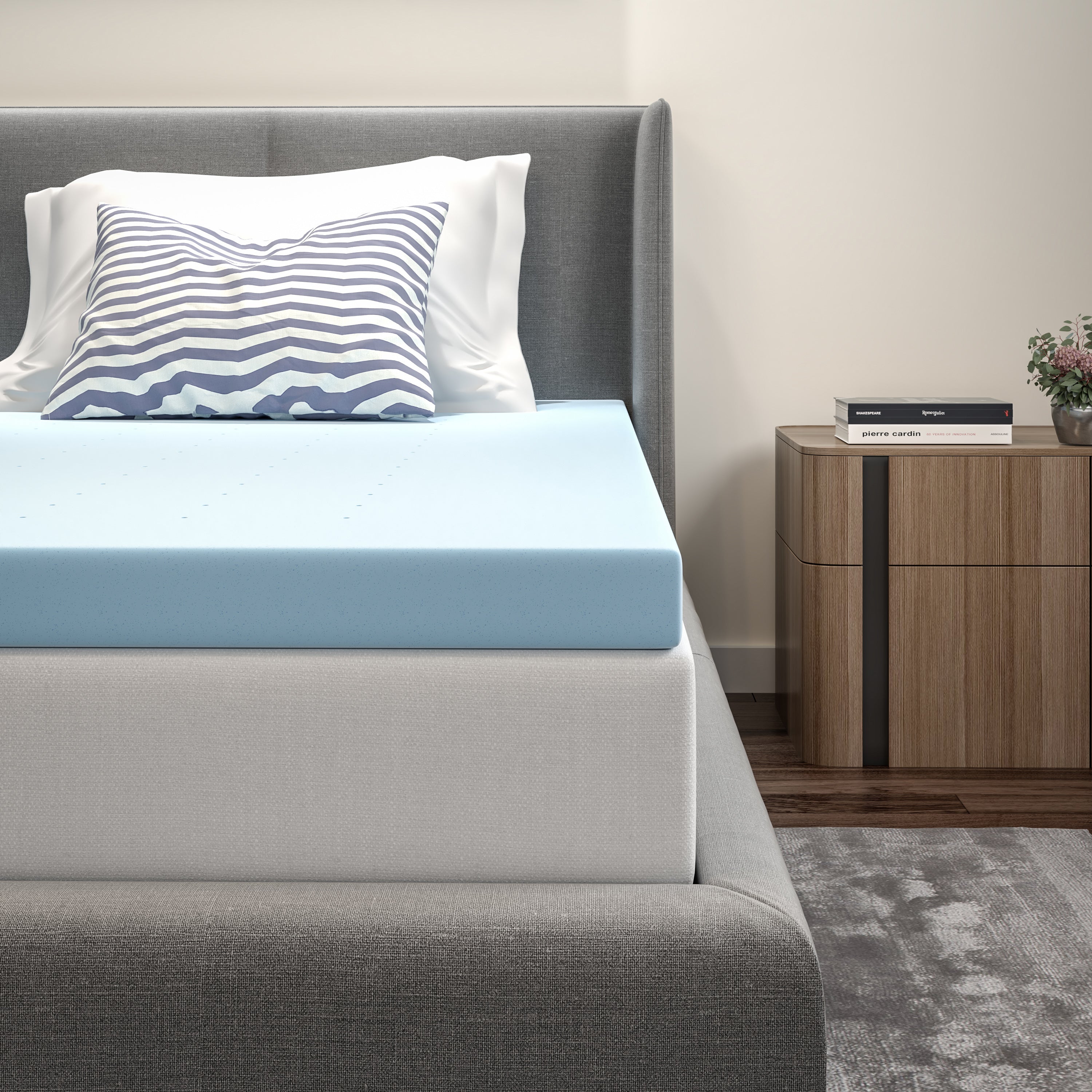 Capri Comfortable Sleep 3 inch Cooling Gel Mattress Topper with CertiPUR-US Certified Memory Foam - Twin