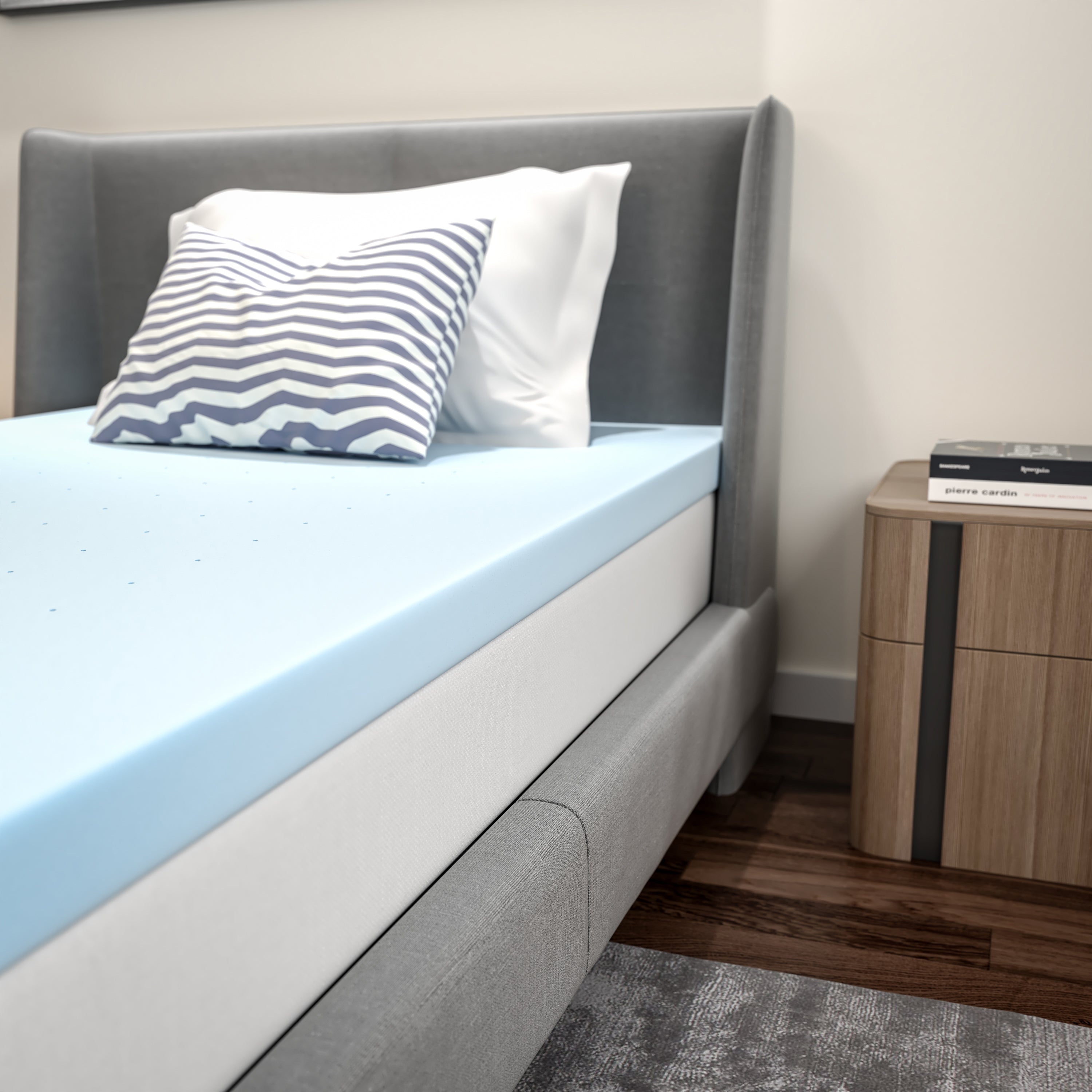 Capri Comfortable Sleep 3 inch Cooling Gel Mattress Topper with CertiPUR-US Certified Memory Foam - Twin