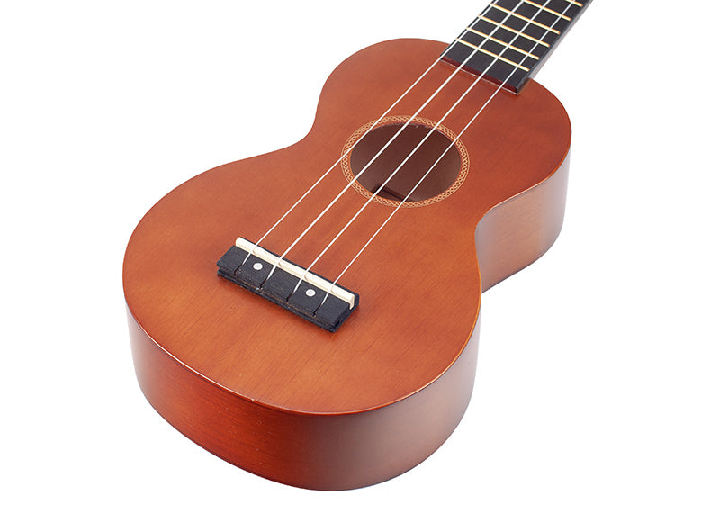 Mahalo MR1-TBR-PK Rainbow Soprano Ukulele Package. Trans Brown