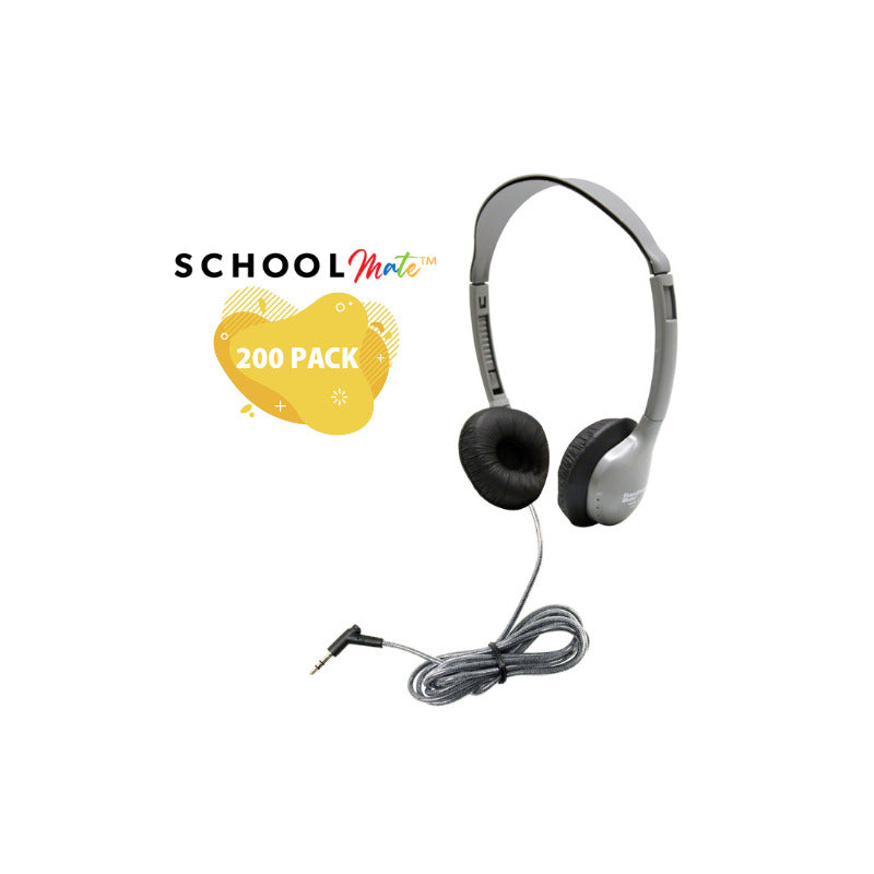 HamiltonBuhl SchoolMate Personal-Sized Headphone with Leatherette Cushions - 200 Pack