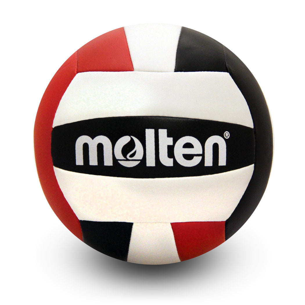 Camp/Recreation Volleyball MS500 Black/Red/White Machine Stitched Camp Ball, Ultra Soft Cover, Official Size