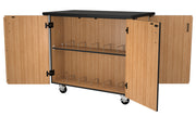 NPS® Mobile Science Cabinet with Microscope Dividers, Phenolic Top, Surface Color: Black, Cabinet Color: Oak