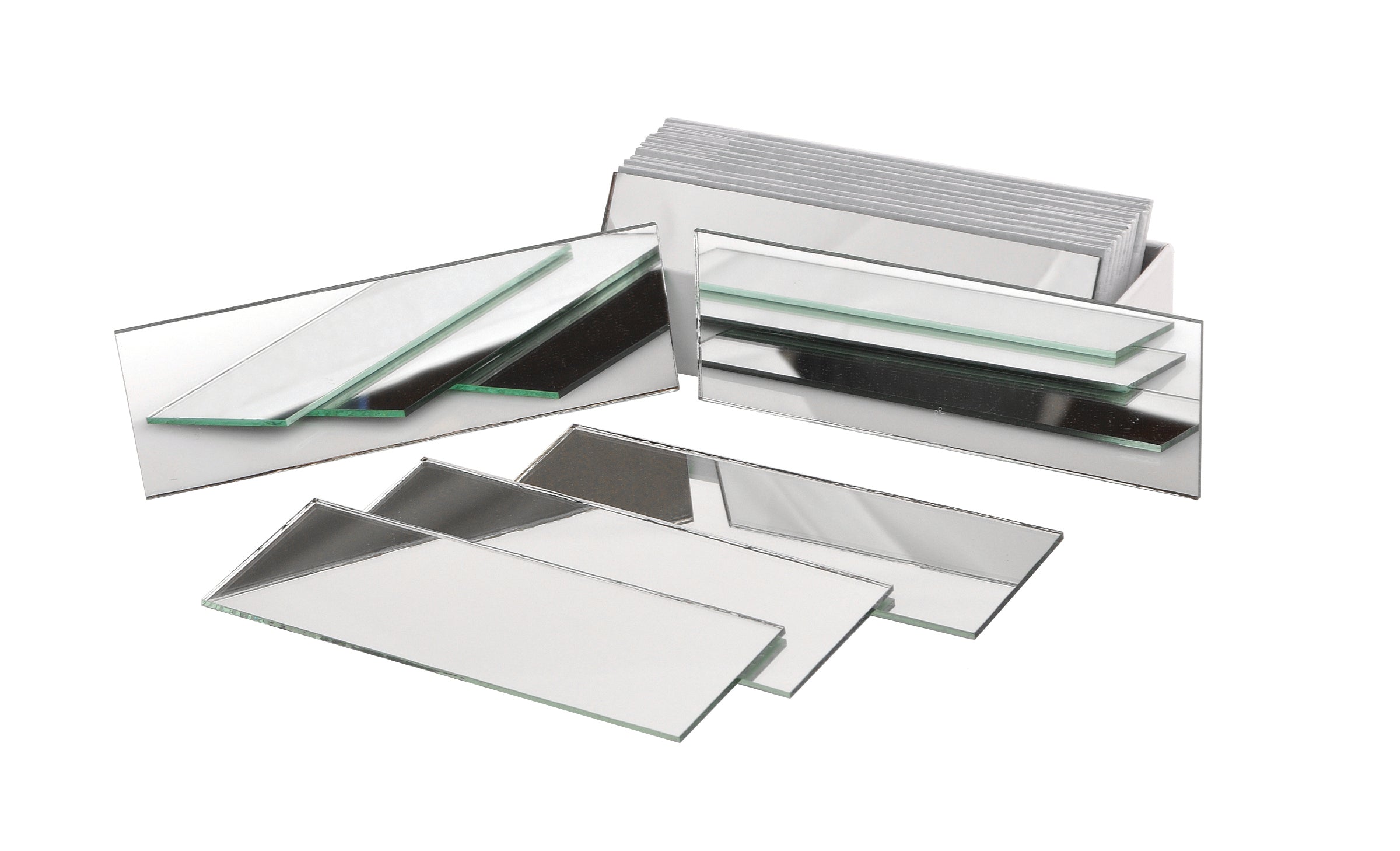 United Scientific® Plane Glass Mirror Strips, 2" X 2", comes with 12
