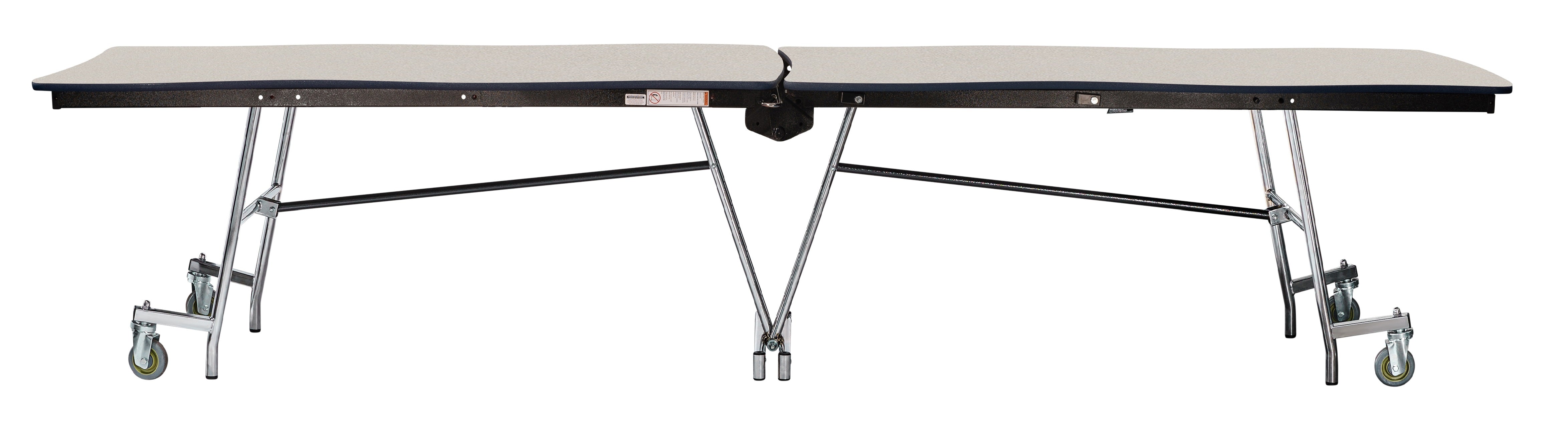 NPS® Mobile Cafeteria Table, 10' Swerve, Plywood Core, Edge Type: Edge Banding, Frame Type: Chrome (Specify Laminate Color and Height)