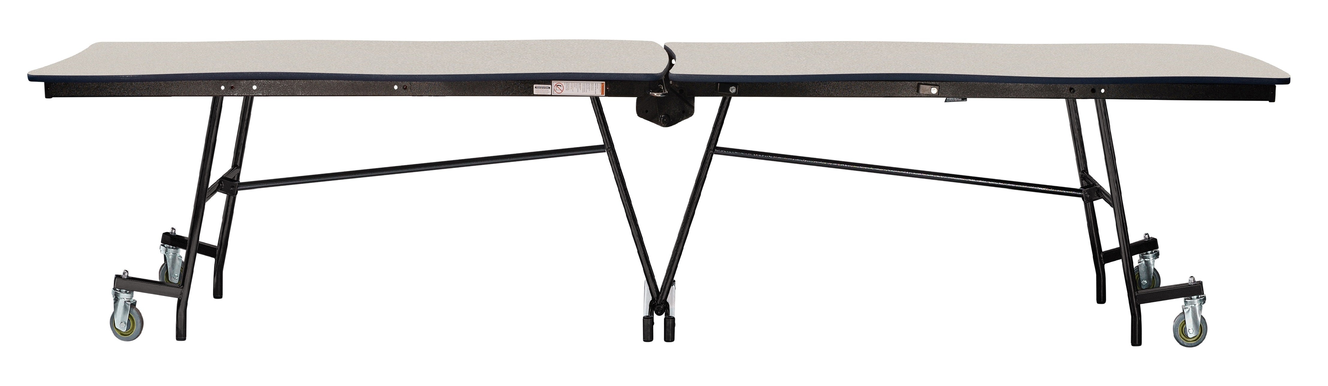NPS® Mobile Cafeteria Table, 10' Swerve, Plywood Core, Edge Type: ProtectEdge, Frame Type: Textured Black (Specify Laminate Color and Height)