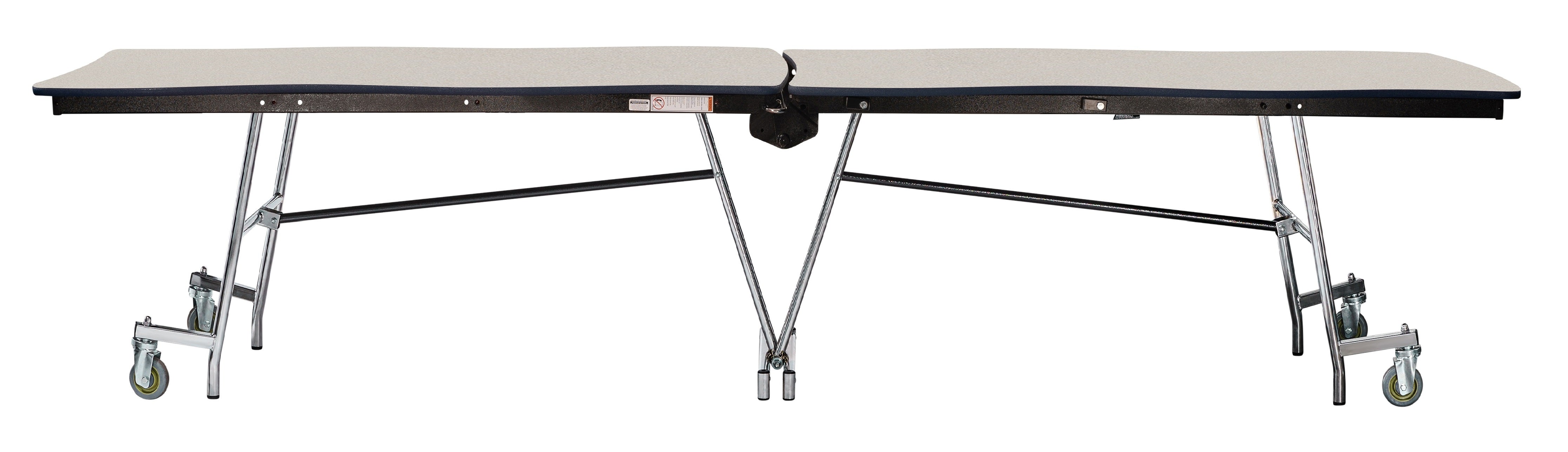NPS® Mobile Cafeteria Table, 8' Swerve, Plywood Core, Edge Type: ProtectEdge, Frame Type: Chrome (Specify Laminate Color and Height)