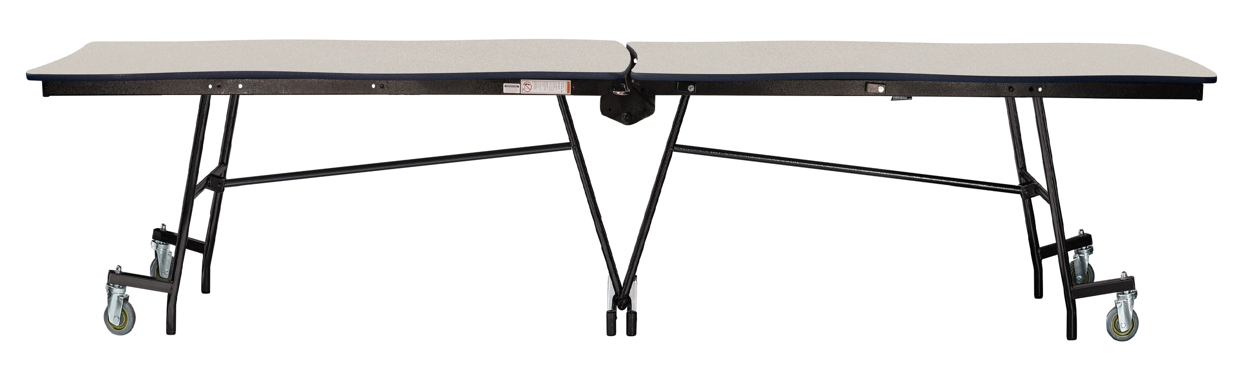 NPS® Mobile Cafeteria Table, 8' Swerve, Plywood Core, Edge Type: ProtectEdge, Frame Type: Textured Black (Specify Laminate Color and Height)